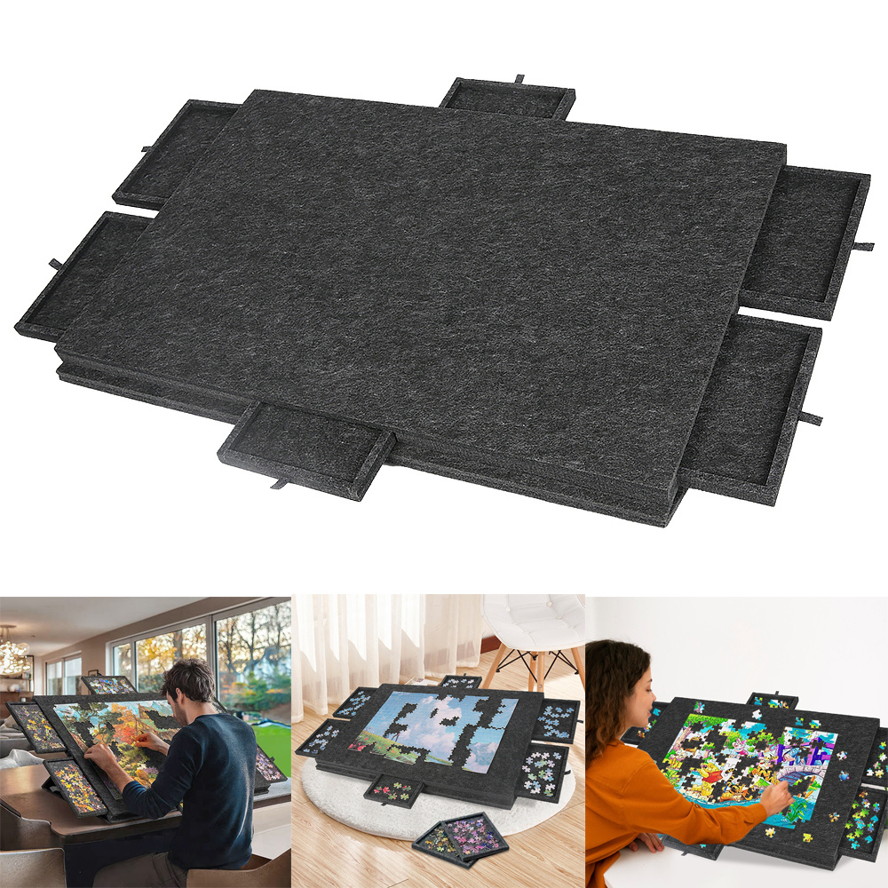 TEMU Puzzle Board With Drawer, Large Size Felt Jigsaw Puzzle Table Portable 6 Drawers Classification Storage Jigsaw Puzzle Board, Suitable For Family
