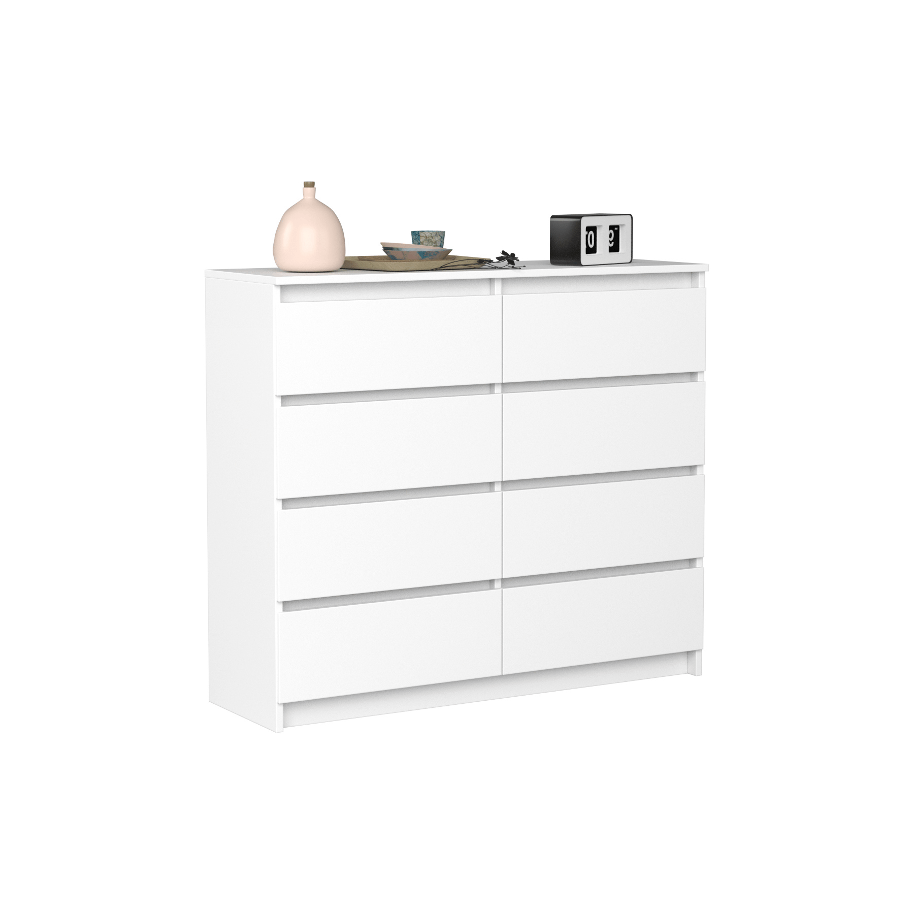 Vbchome Dresser 120x39x105 Cm White With 8 Drawers – Dresser, Cabinet For Hallway, Bedroom, Living Room, Kids' Room