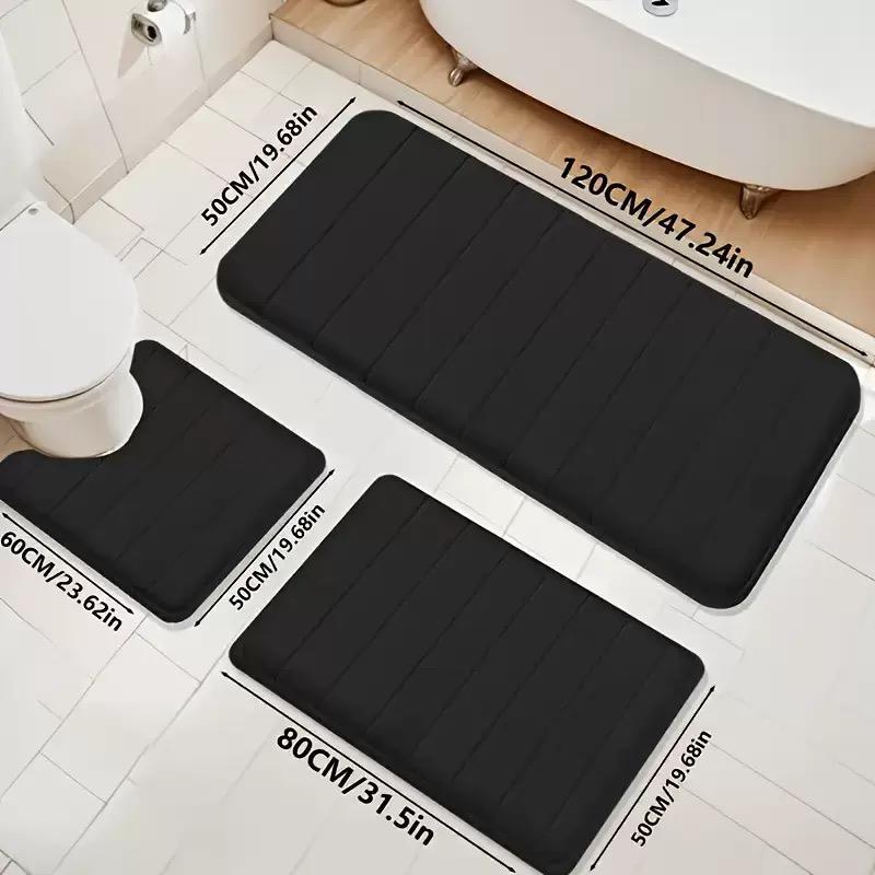 TEMU Memory Foam Bath Mat – Non-slip Quick Dry Bathroom Rug With Super Absorbent Coral Velvet Surface & Base – Ultra Soft 40x60cm Shower Mat For