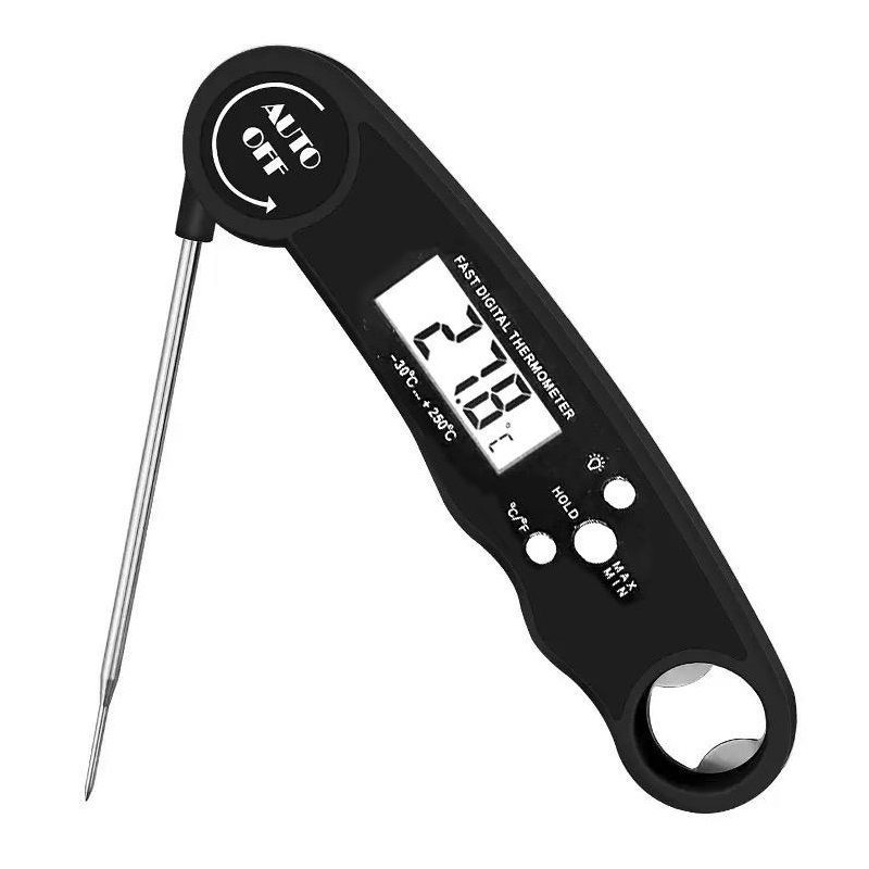 TEMU Instant Read Digital Food Thermometer – Foldable Meat Thermometer With Lcd Backlight & Hold Function – Grill, Bbq, Baking, And Cooking Probe For
