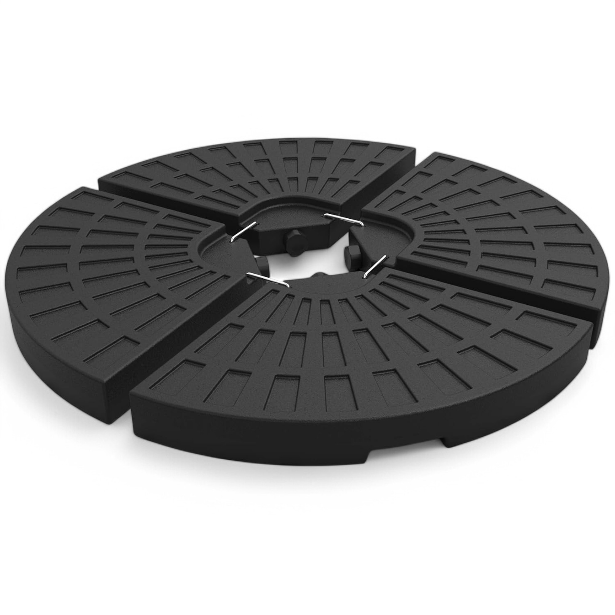 Image of Umbrella Base, 4-piece Hdpe, Round Parasol Or Umbrella Stand, Fillable With 100kg 60l Water, For Garden Patio Terrace, Black