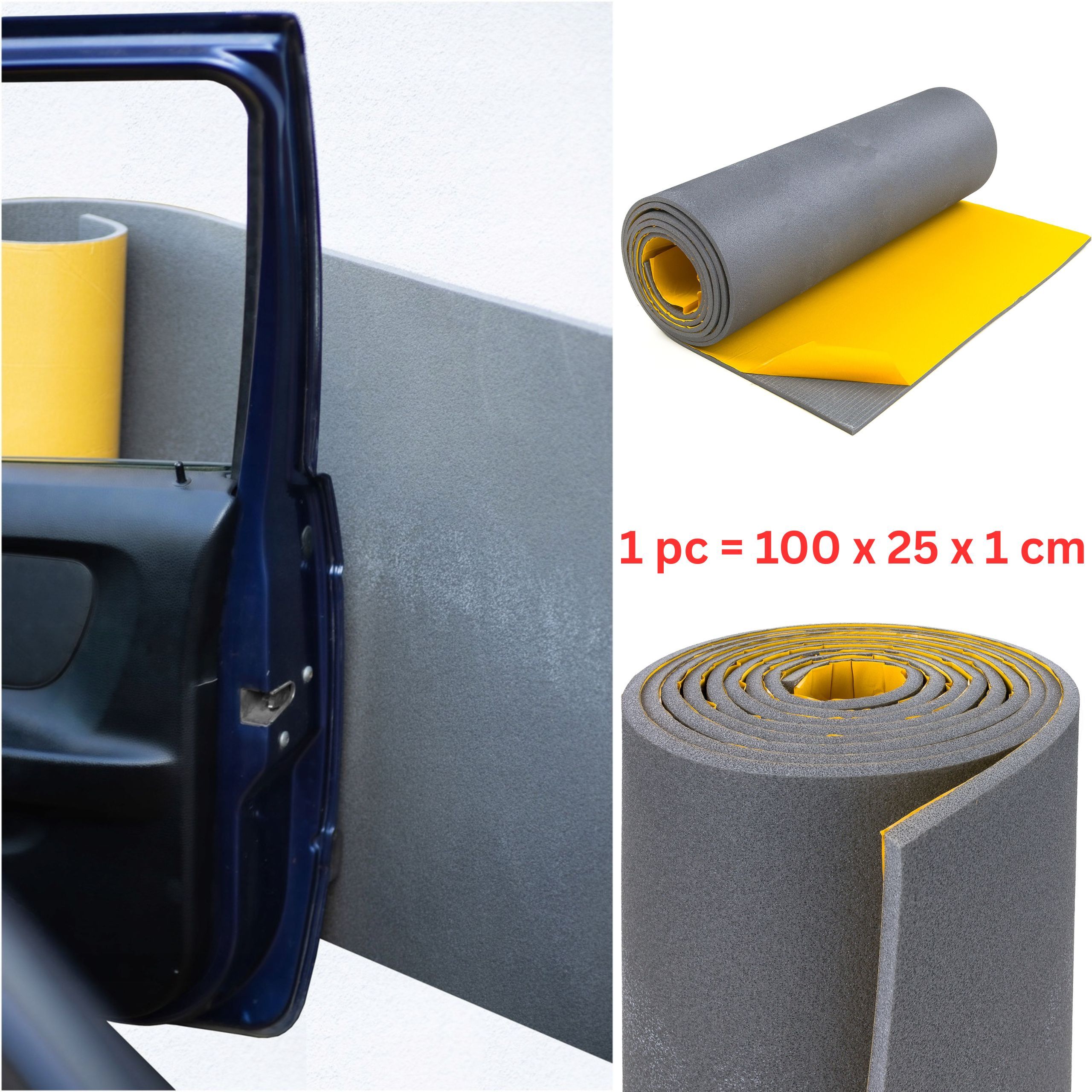 Image of Car Door Protector, Self-adhesive Bumper Mat For Garage Wall, Prevents Dents And Scratches On The Car, 1 Cm, Polyethylene Foam, Impact Absorber, Foam Bodywork Protection, Bitmat 25x100 Cm