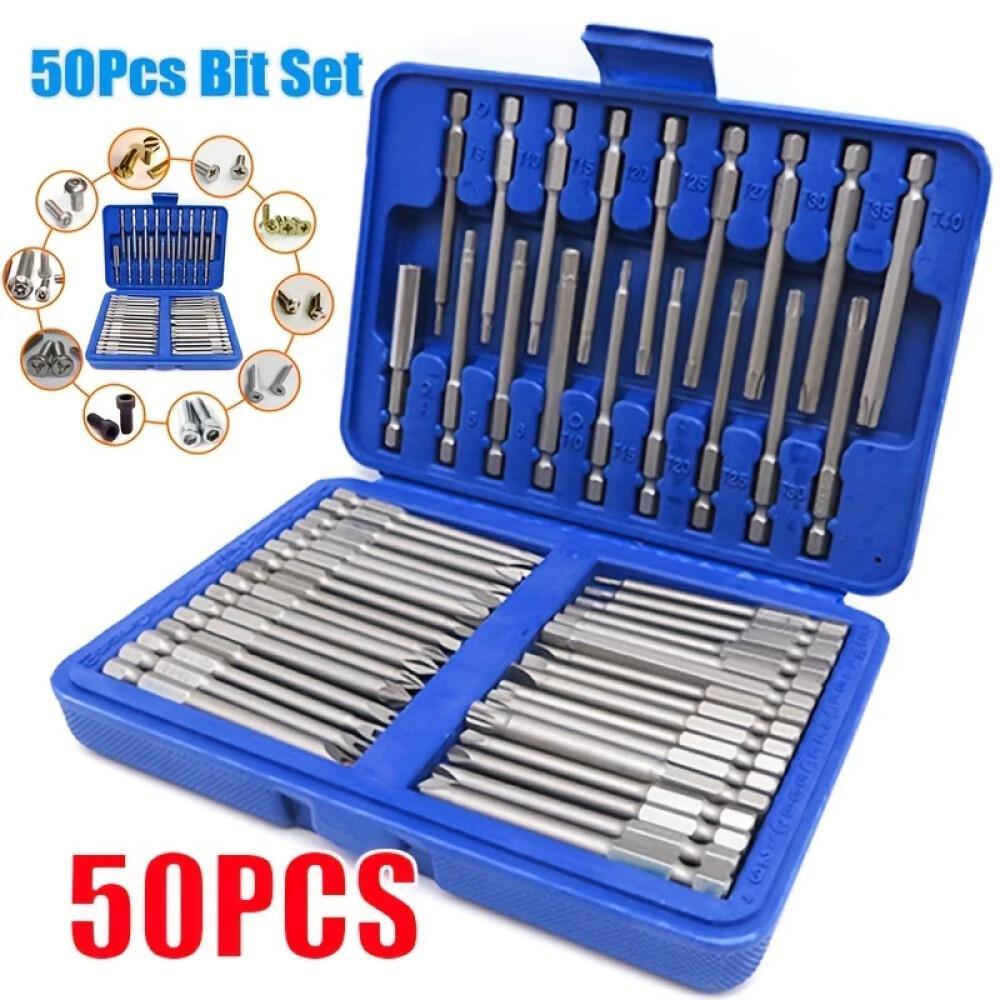 E-shop 50 Stück 75mm Extra-Lang-Schraubendreher-Set, Sicherheits-Schraubendreher, Pflaumenklinge, sechskantiges Bohrer, langlebig und vielseitig