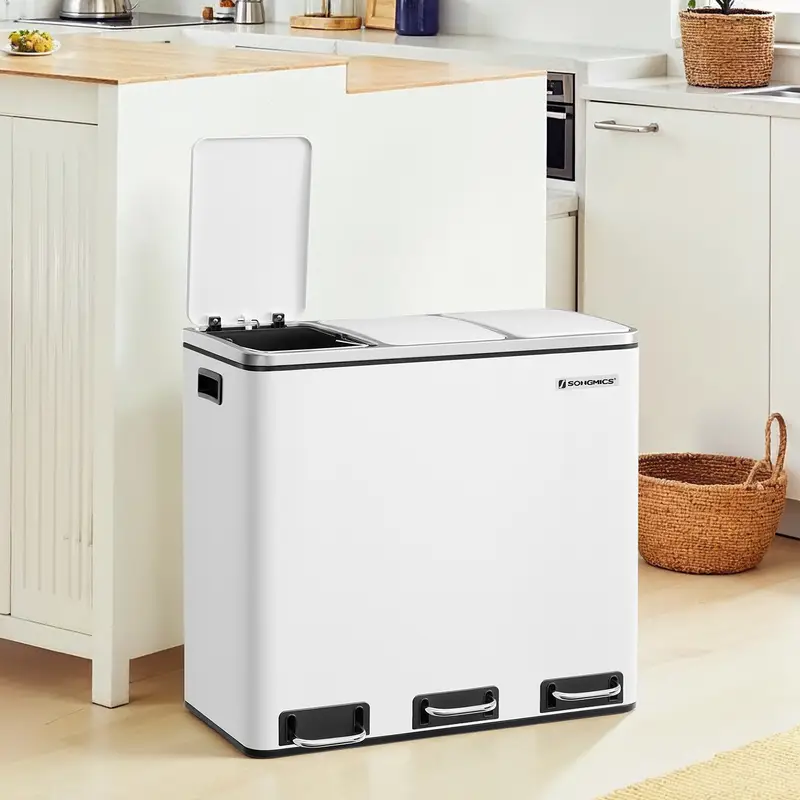 LOVEWIND Pattumiera Doppia Cucina 2x15L - Acciaio Inossidabile Argento, Coperchio Ammortizzato, Pedale, Per Riciclo - Foto 9