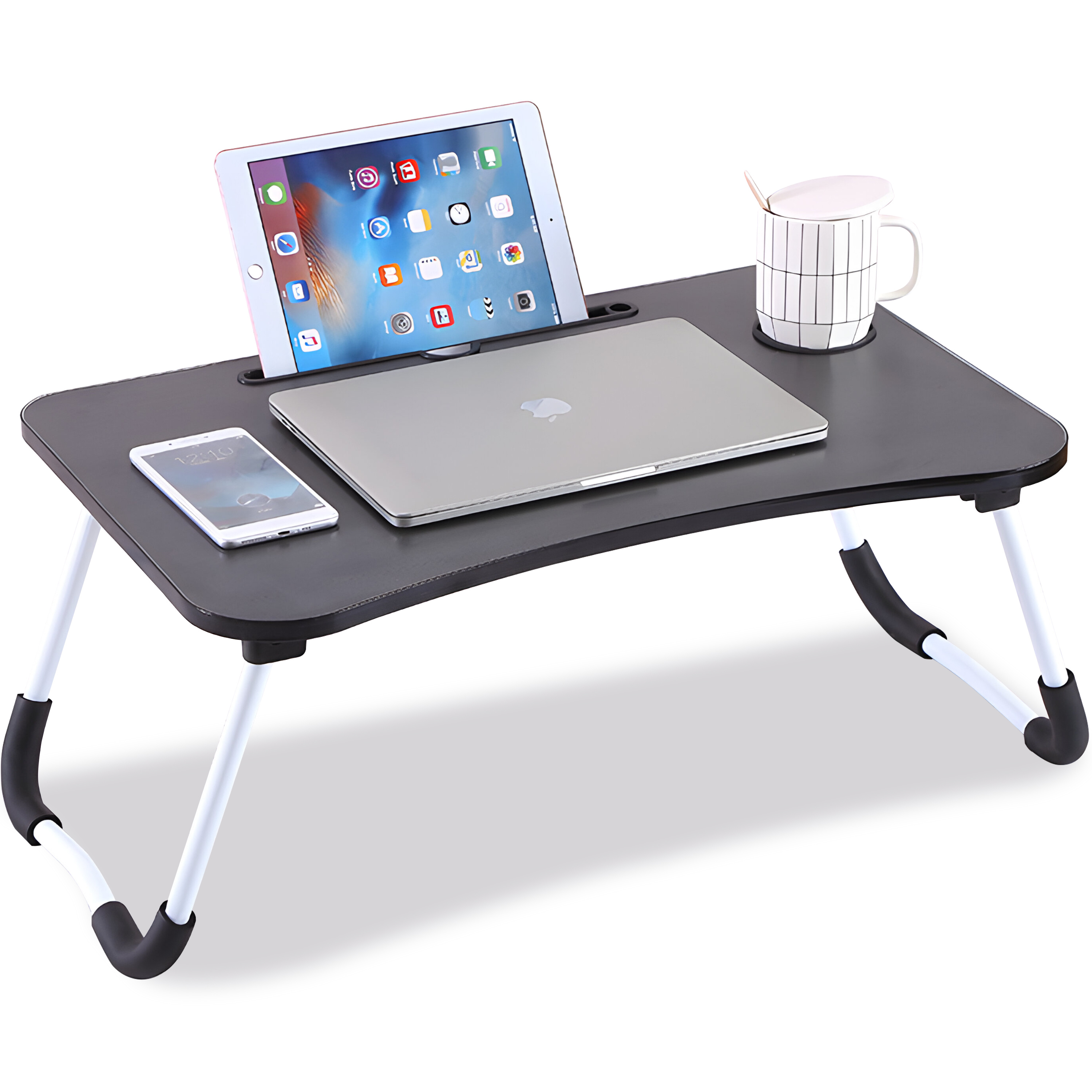 TEMU Bureau Pliable pour Ordinateur Portable Retoo , Support Réglable pour Ordinateur Portable, Bureau avec Tapis de Souris, Pieds Pliables, Bureau