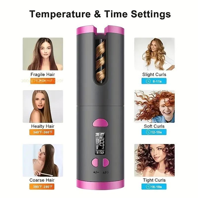 TEMU Automatic Cordless Curling Iron, Portable Rechargeable Curling Iron