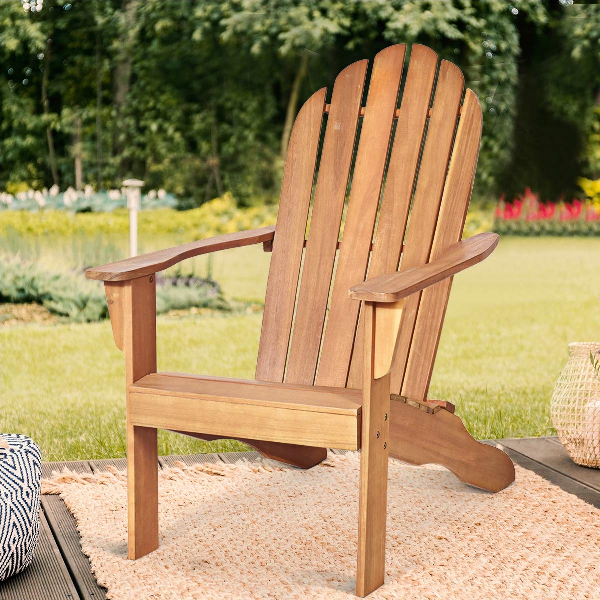Image of Adirondack Chair, Garden Chair Made Of Acacia Wood, Garden Armchair, Adirondack Chair For Garden, Terrace, 160 Kg Load Capacity (natural)