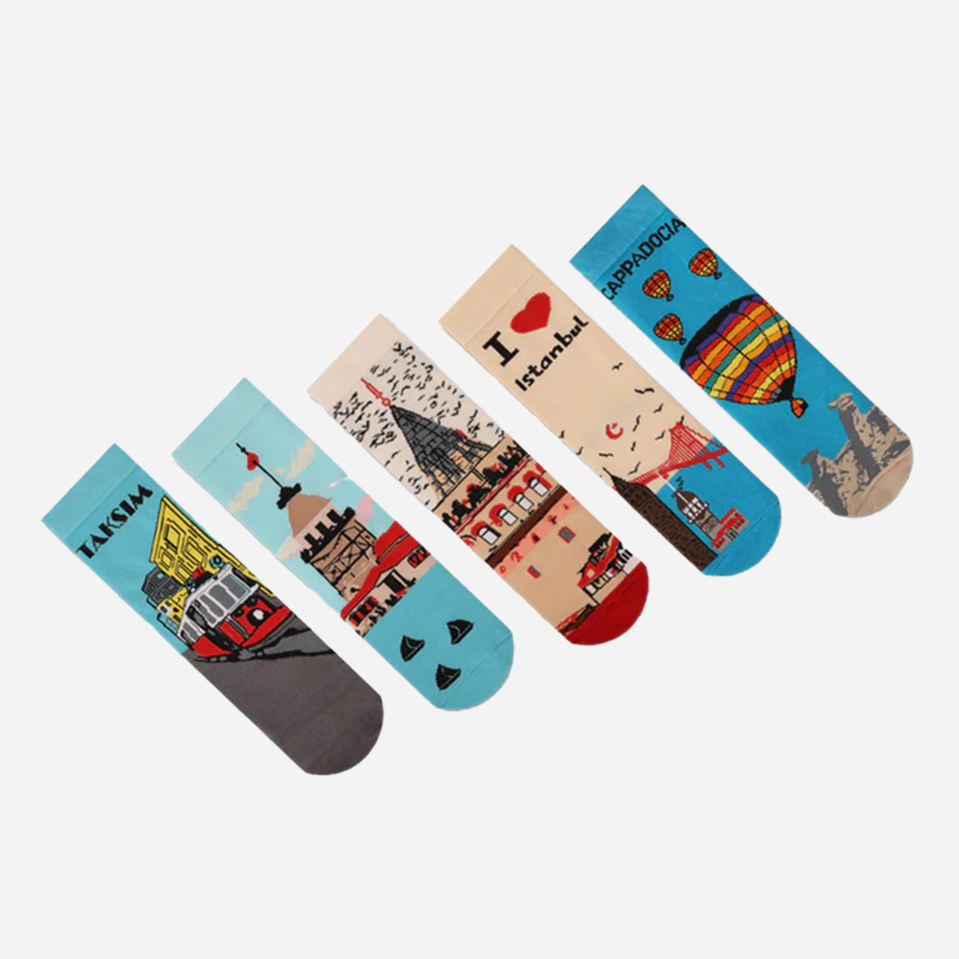 Colorful Set Of Socks With Funny Designs For Men And Women, Made Of-