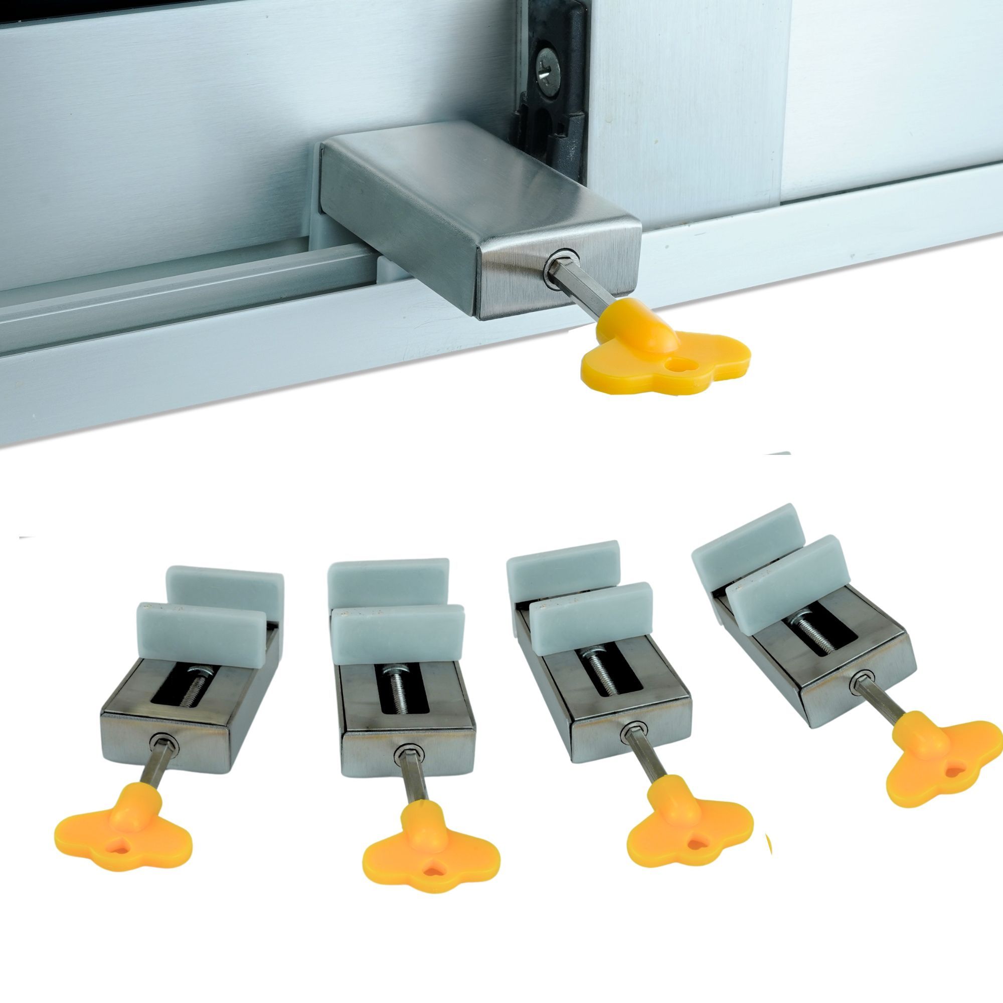 TEMU RG-M1® Pack de 4 Cierres para Ventana Corredera | Cerradura de Seguridad Infantil y Refuerzo Antirrobo para Ventanas y Puertas Correderas de