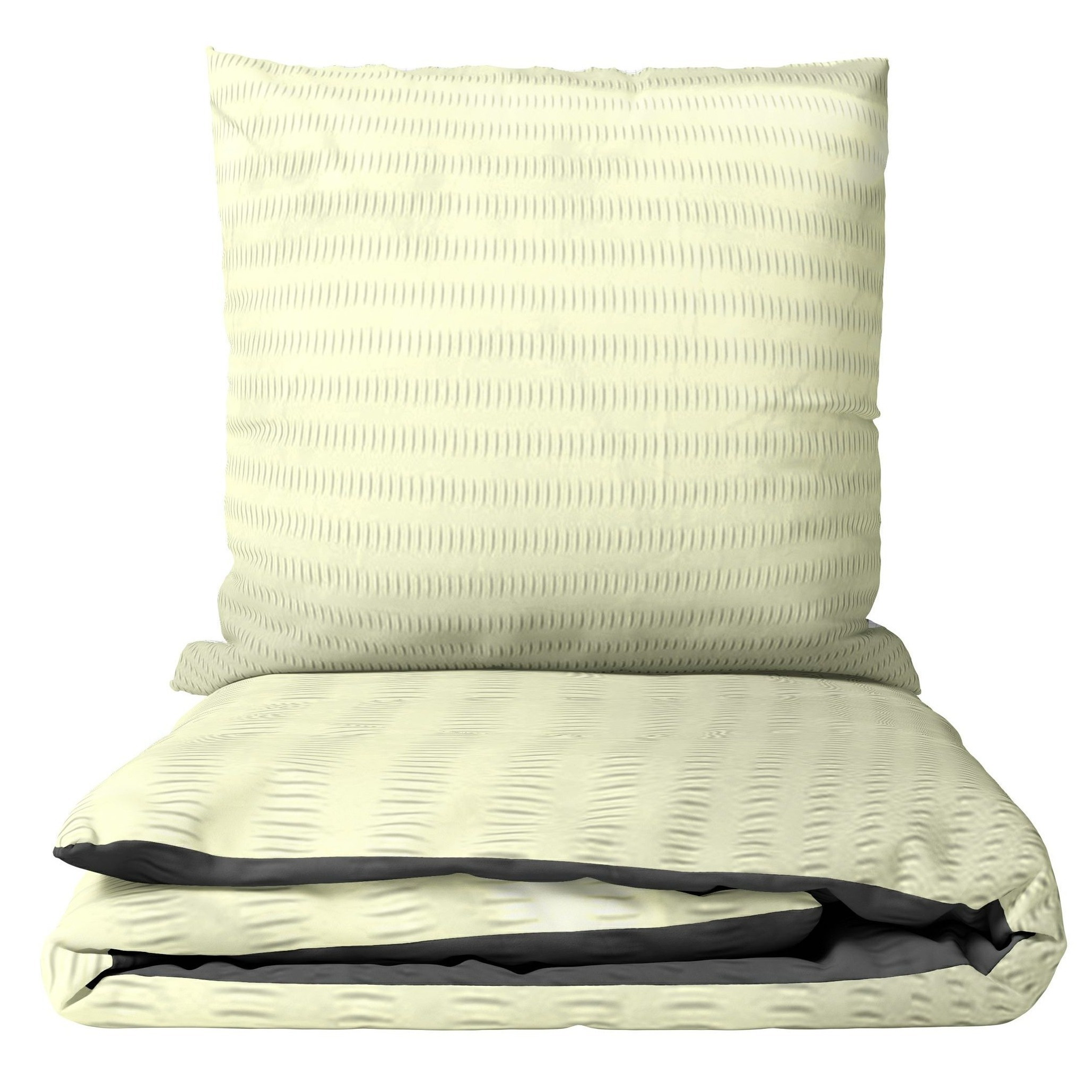 E-shop Bettwäsche Seersucker Einfarbig Grau Beige Schwarz mit Wendeseite Modern Kissenbezug 80x80 cm mit Reißverschluss