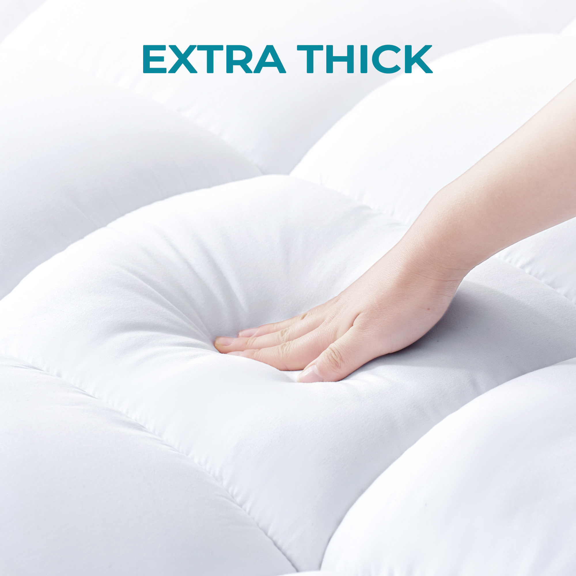 Luxury Mattress Topper, 10 CM / 4 Inch Deep, Fluffy & Thick Filling Machine Washable, All UK Size Available Single, Double, King, Super King & 4 Feet