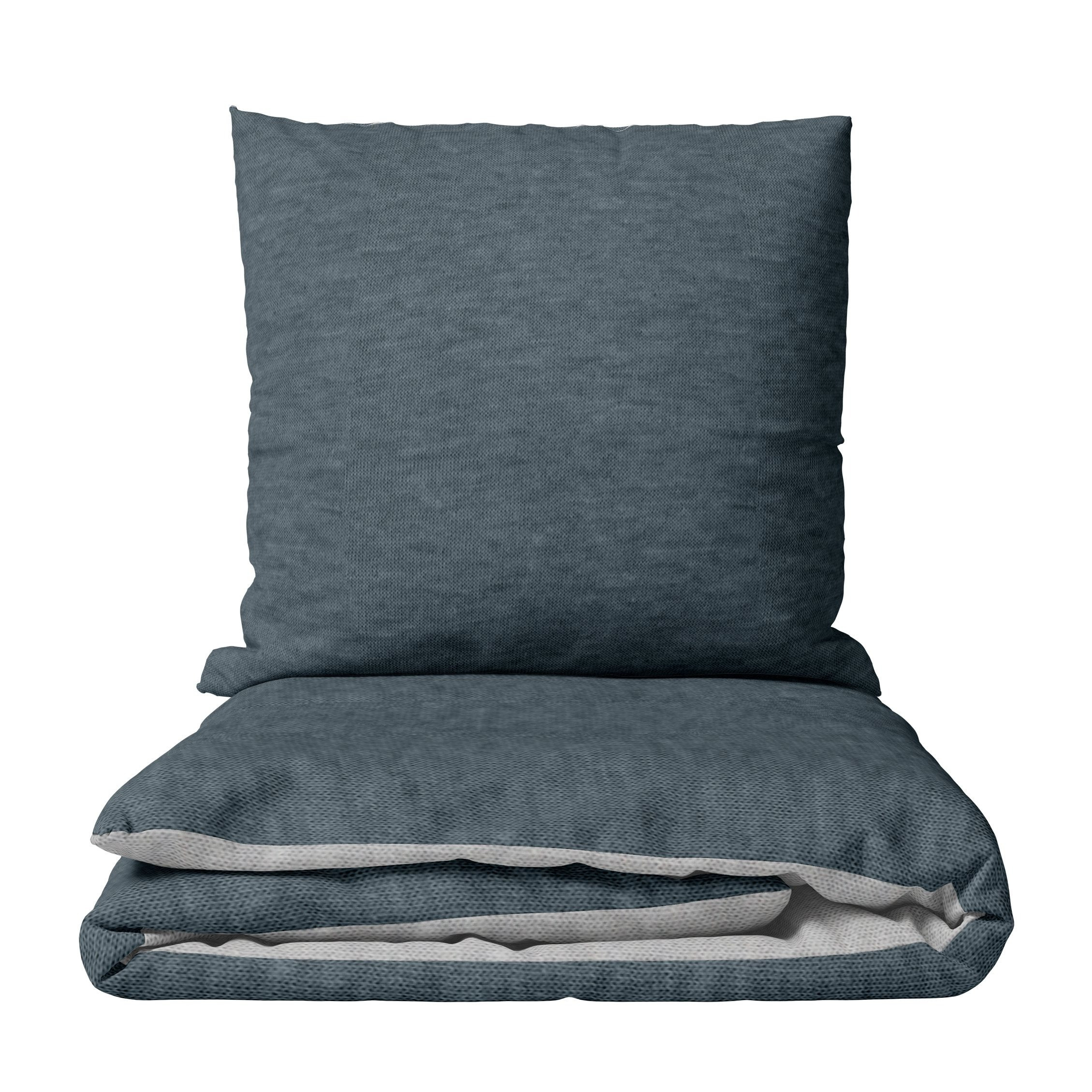 E-shop Bettwäsche Baumwolle Grau Jersey Meliertes Design Pflegeleicht Modern schlicht Wendeseite Kissenbezug 80x80 cm mit Reißverschluss