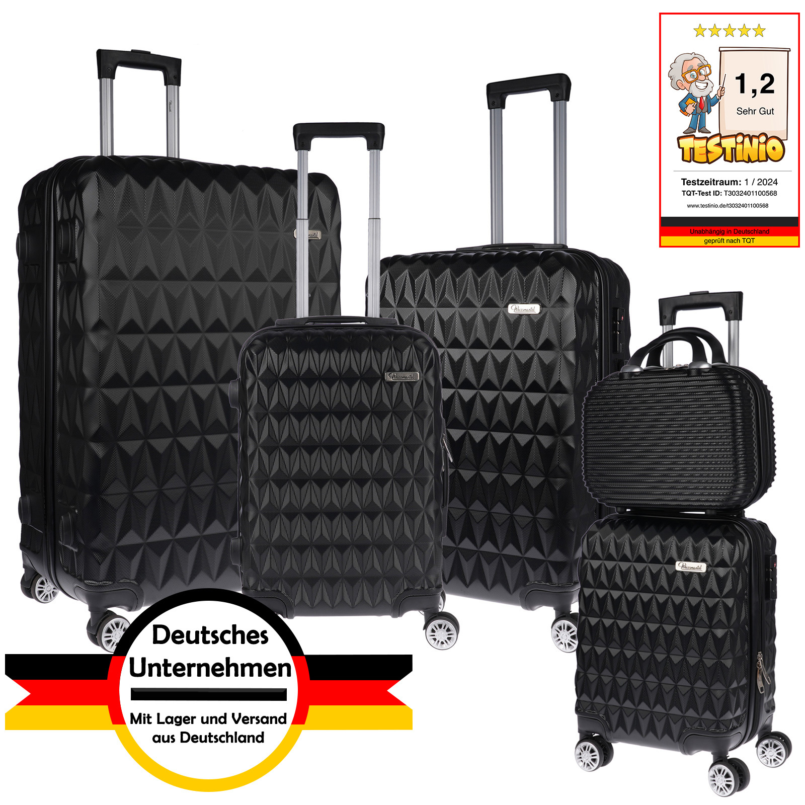 Image of 5-piece Luggage Set, Xl Hardshell Suitcase Set For Carry-on And Checked Baggage, Expandable By 15%, 5-piece Rolling Suitcase Set, Travel Luggage, Trolley Set