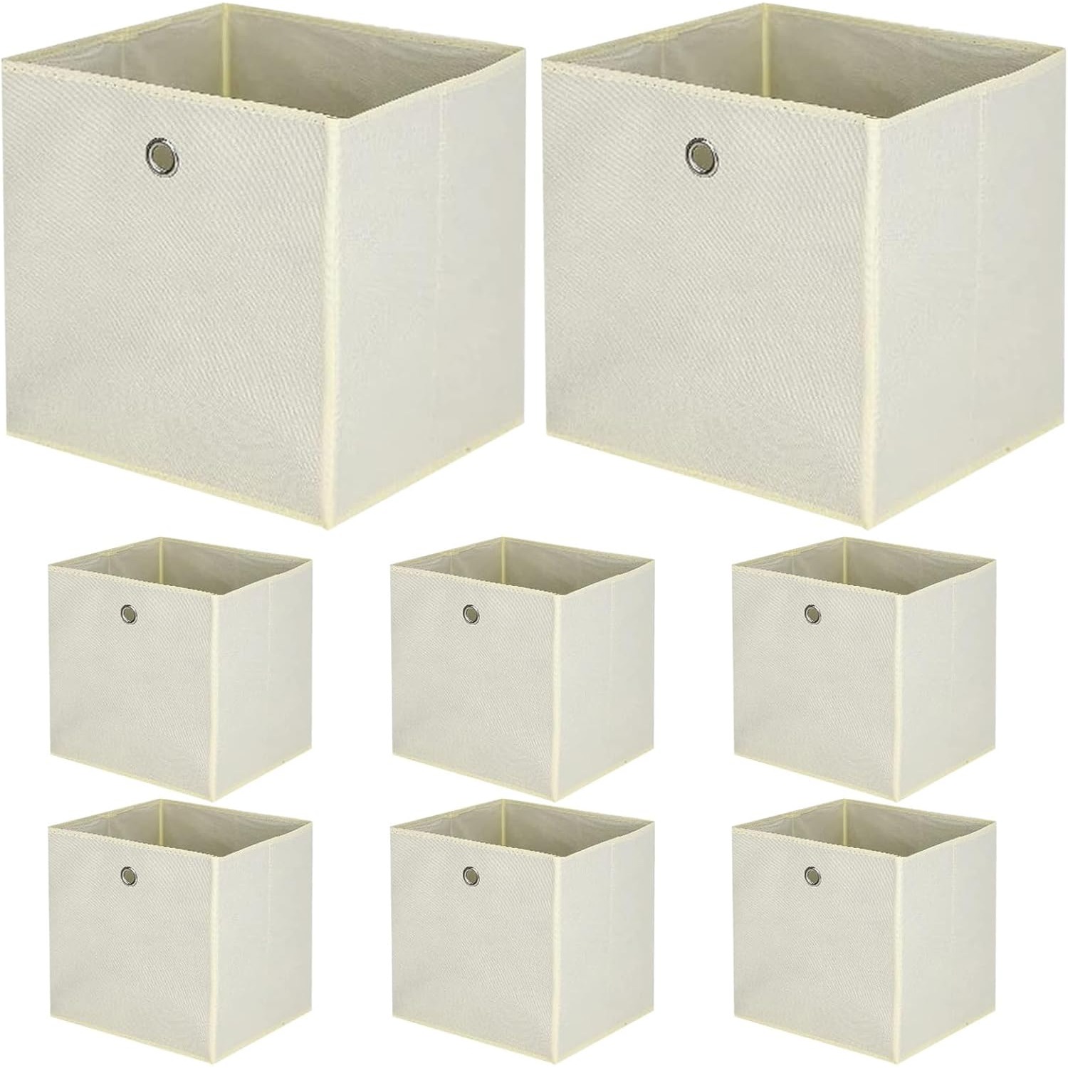 E-shop 8er-Pack Aufbewahrungsboxen, Faltbox 32 x 32 x 32 cm, faltbarer Spielzeug-Organizer, Stoffboxen, Würfel, Stoff-Faltbox mit Fingerloch für Regale