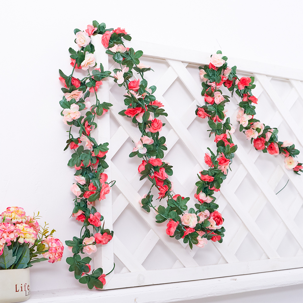 TEMU 4pcs 8.2ft Long Artificial Garland, Artificial Peony Vine Flowers With Green Leaves, Hanging Fake Peony Vine For Wedding Arch, Party Backdrop,