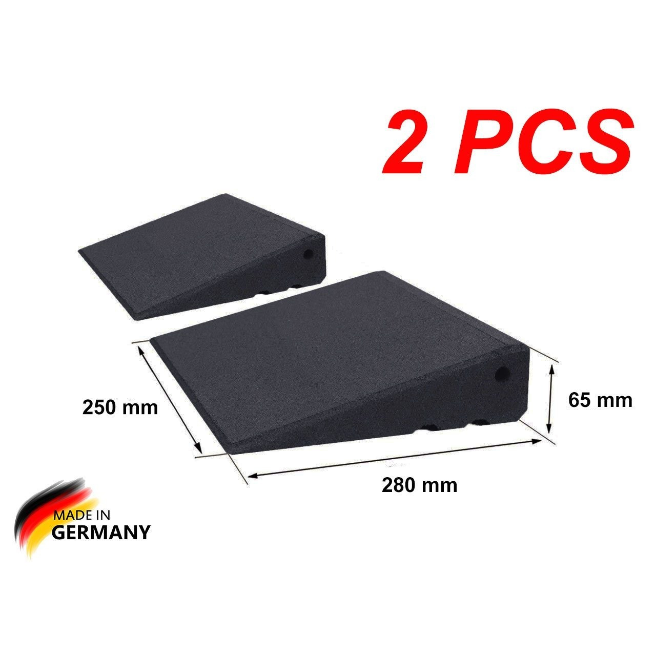 Ramp Set Mm High, 2pcs Made Of High-density Rubber , Door Threshold Ramp Lxbxh 250x280x65mm