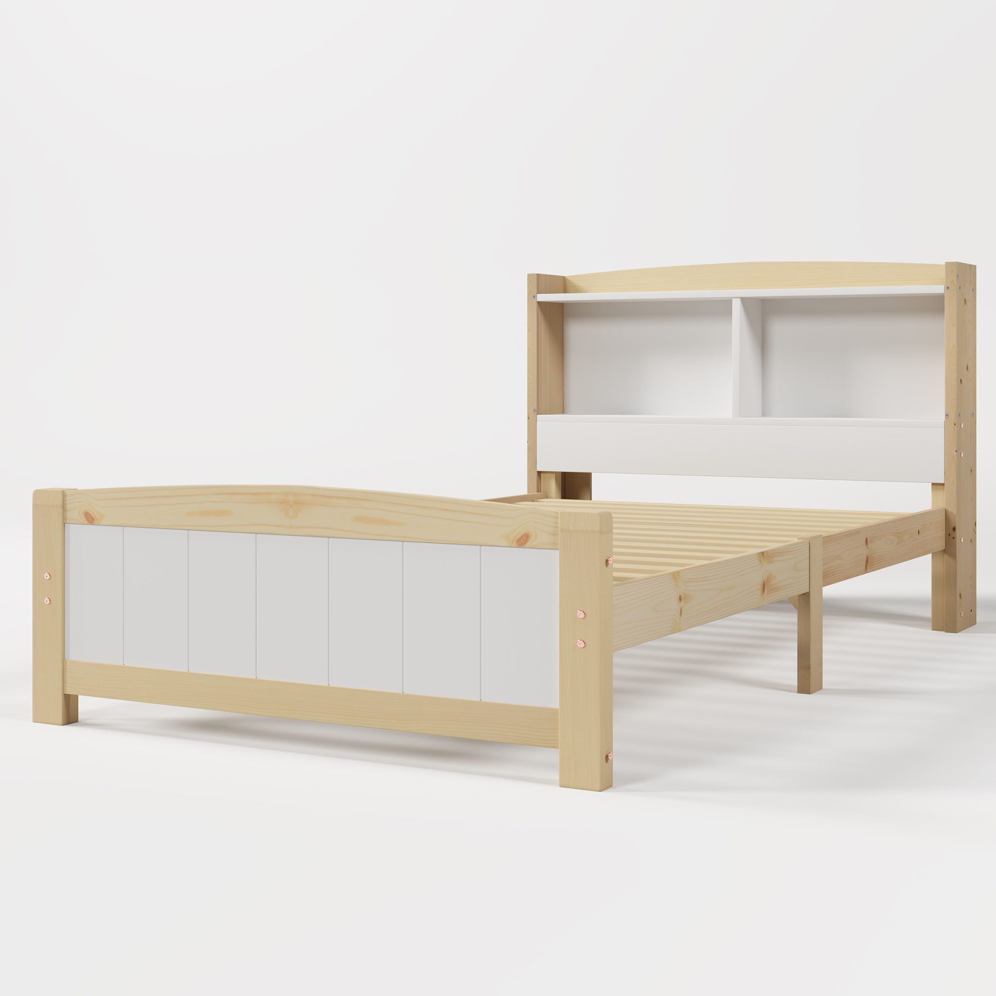 Modern Home Bed Frame, Single Storage Headboard Bed, Sortable Storage, Space Saving 3ft Single Bed (90 x 190 cm), Bed Frame Only