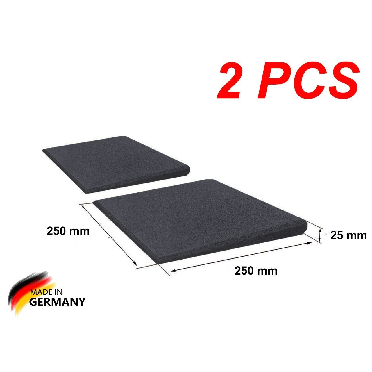 Image of Ramp Set Pro 25 Mm High, 2pcs Made Of High-density Rubber , Ramp Lxwxh 250x250x25mm