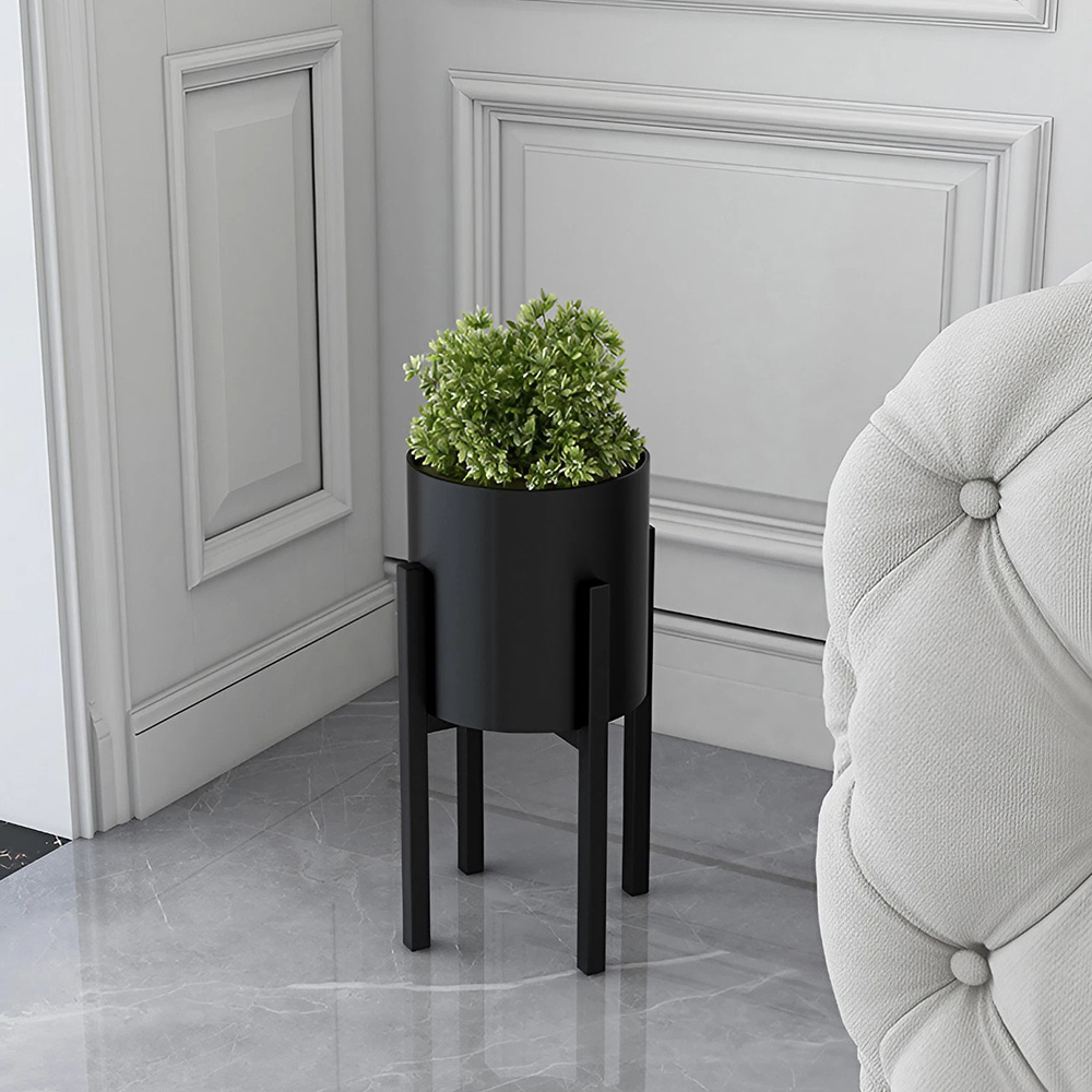 TEMU Black Nordic Ironwork Adjustable Telescopic Disassemblable Flower Pot Stand. The Flower Stand Adjusted By 24-36cm, With A Height Of 40cm And No