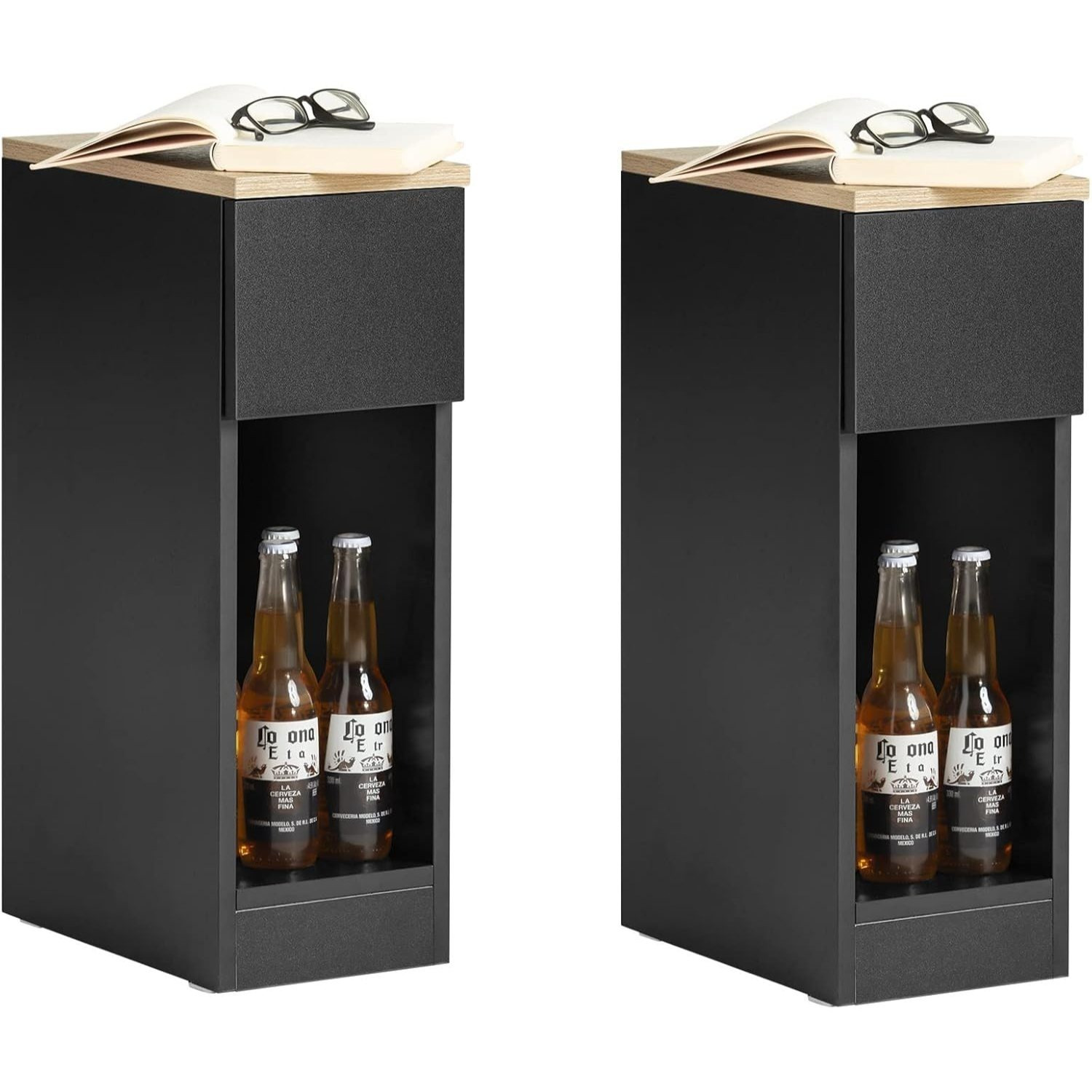 Image of Nightstand Narrow 1/2 Set Nightstand Side Table Night Cabinet With 1 Drawer 1 Open Shelves Space-saving Storage Cabinet For Bedroom Living Room Size Of Version: 20x60x35cm / 25x40x60cm