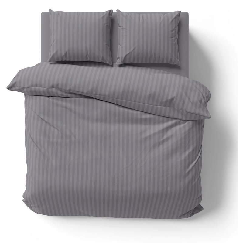 Bed Linen 200x200 Cm Striped Grey Soft Damask Microfiber Pillowcase 80x80 Cm With Zipper