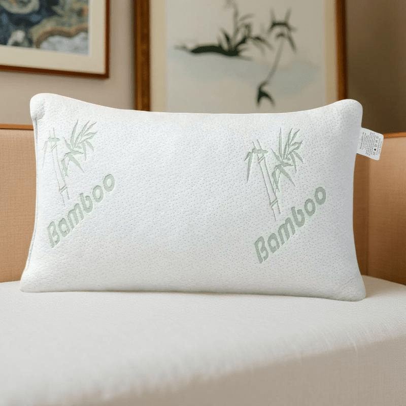 Memory Foam Bamboo Pillow Premium Firm Neck Support and Foam Orthopaedic Hypoallergenic Shredded Bed Pillow PACK OF 1 AND 2 BAMBOO PILLOW.