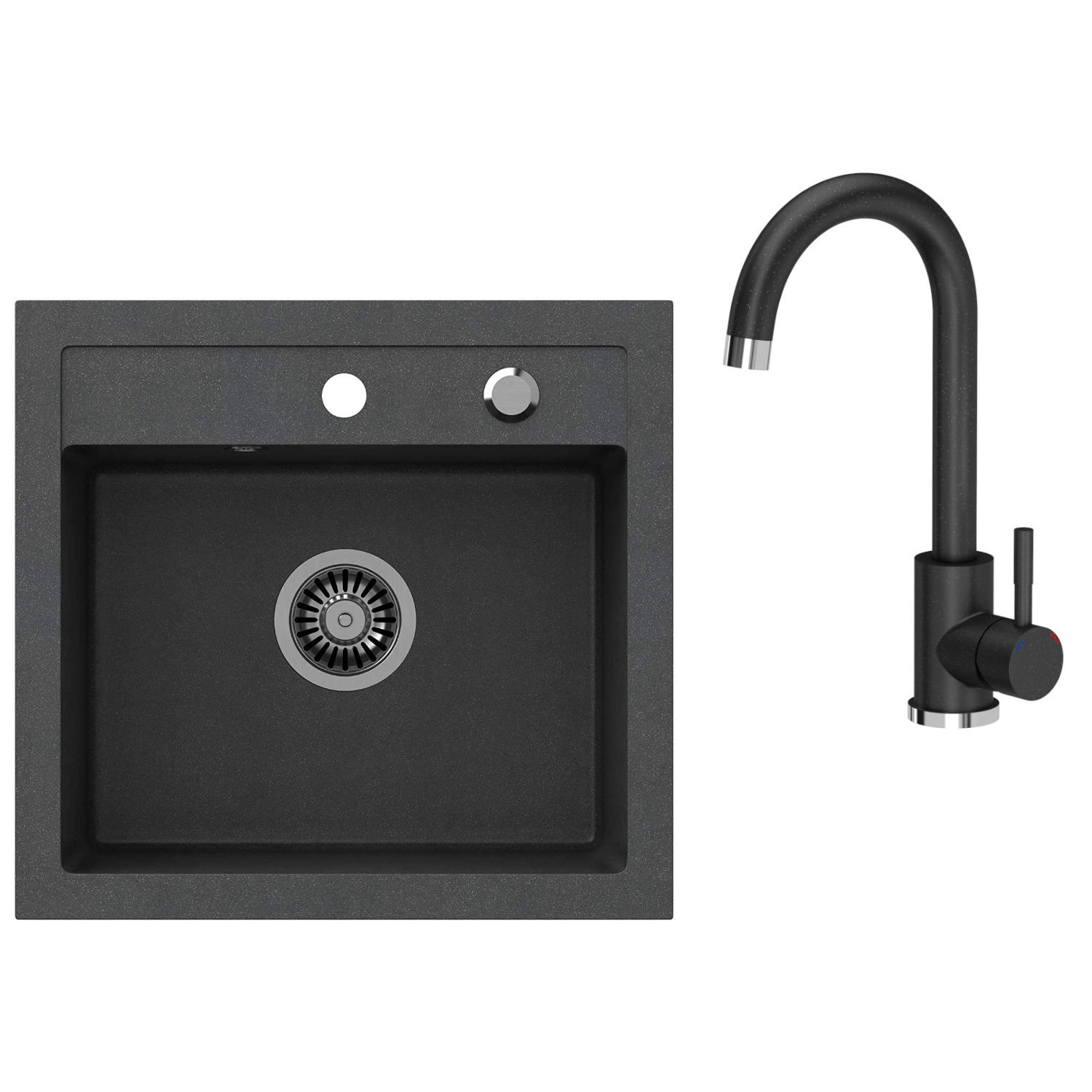 Vbchome Kitchen Sink Set 50 - Built-in Sink Single Basin Flush-mounted With Faucet & Siphon