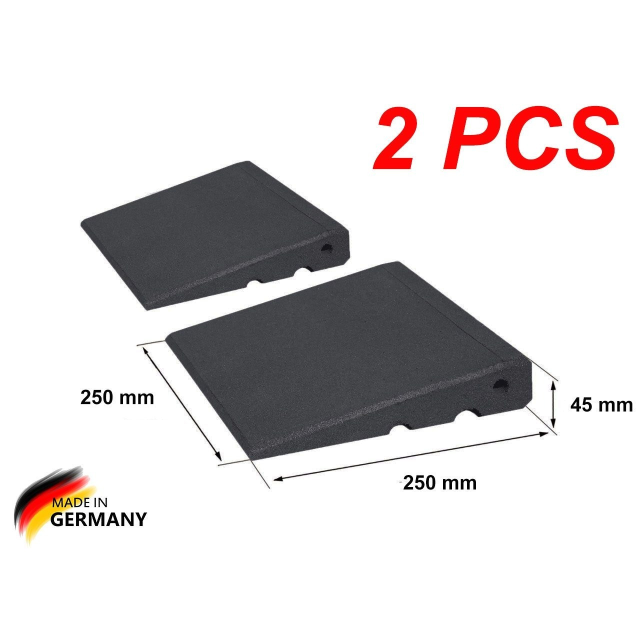 Image of Ramp Set Pro 45 Mm High, 2-piece High-density Rubber , Door Ramp Lxwxh 250x250x45 Mm