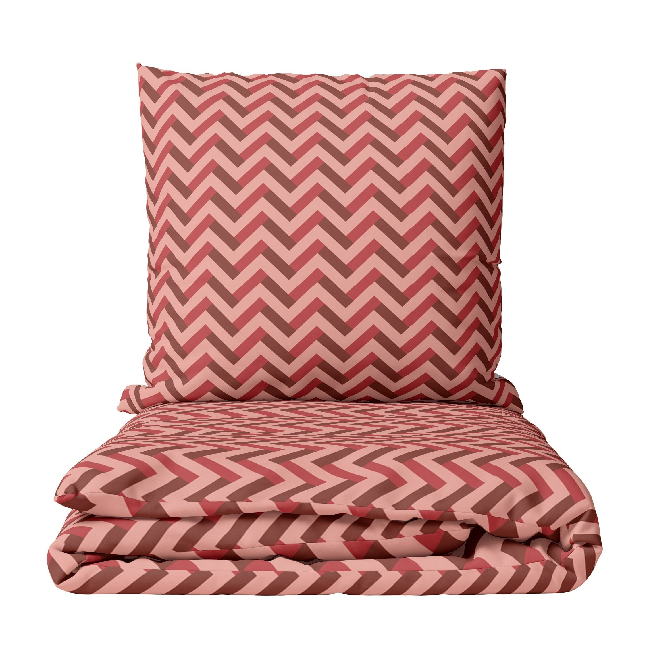 Cotton Bedding Set With Chevron Pattern In Red, Pink, And , Jersey Design, , Modern Minimalist Striped Pillowcase 80x80 Cm With Zipper