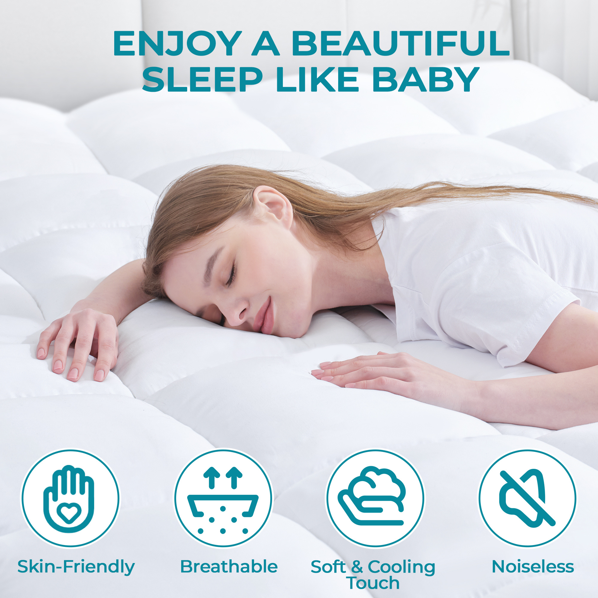 Luxury Mattress Topper, 10 CM / 4 Inch Deep, Fluffy & Thick Filling Machine Washable, All UK Size Available Single, Double, King, Super King & 4 Feet