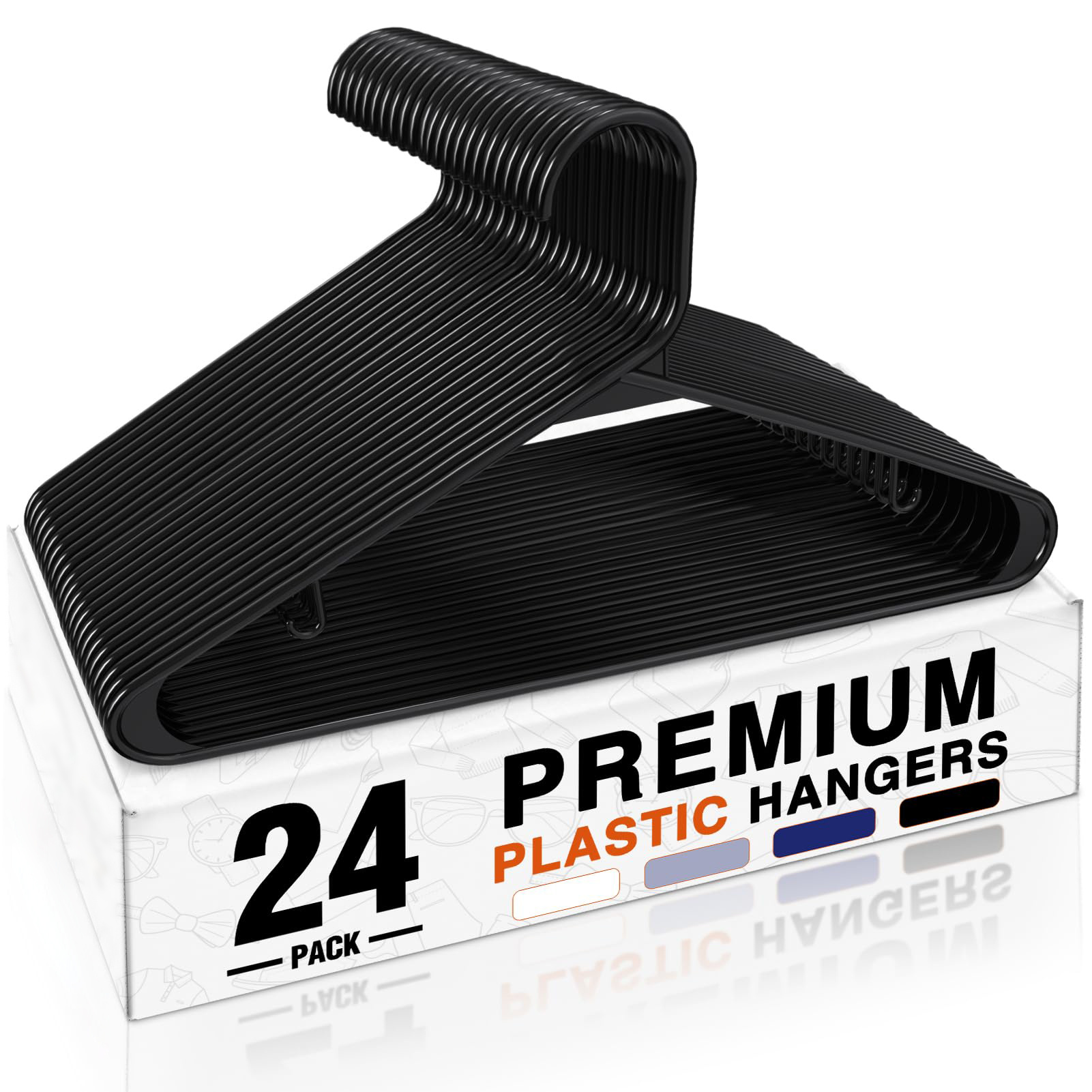E-shop Stück Plastik Kleiderbügel - Schwarz/Weiß Kleiderbügel Platzsparend Kunststoff 41.6cm Länge