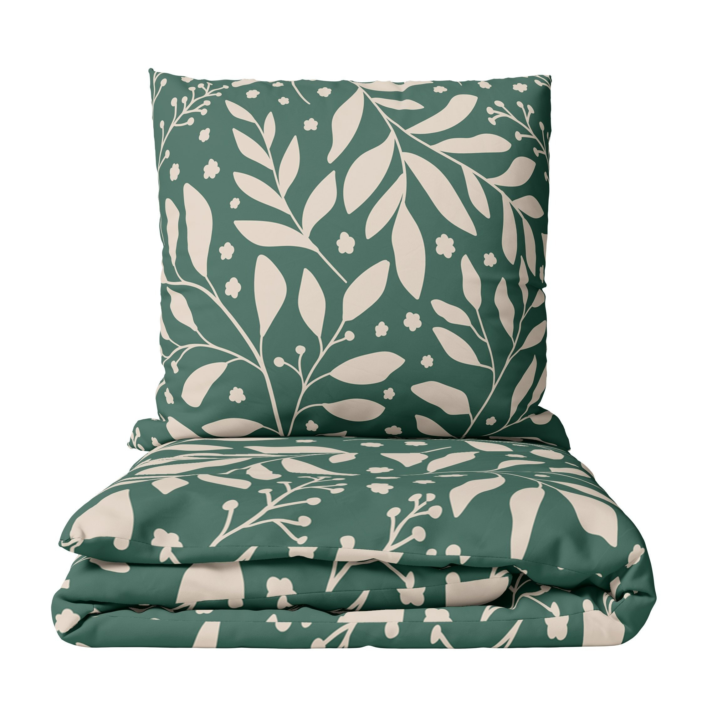 E-shop Bettwäsche Baumwolle Beige Jersey Blatt Blumen Design Pflegeleicht Modern schlicht Floral Kissenbezug 80x80 cm mit Reißverschluss
