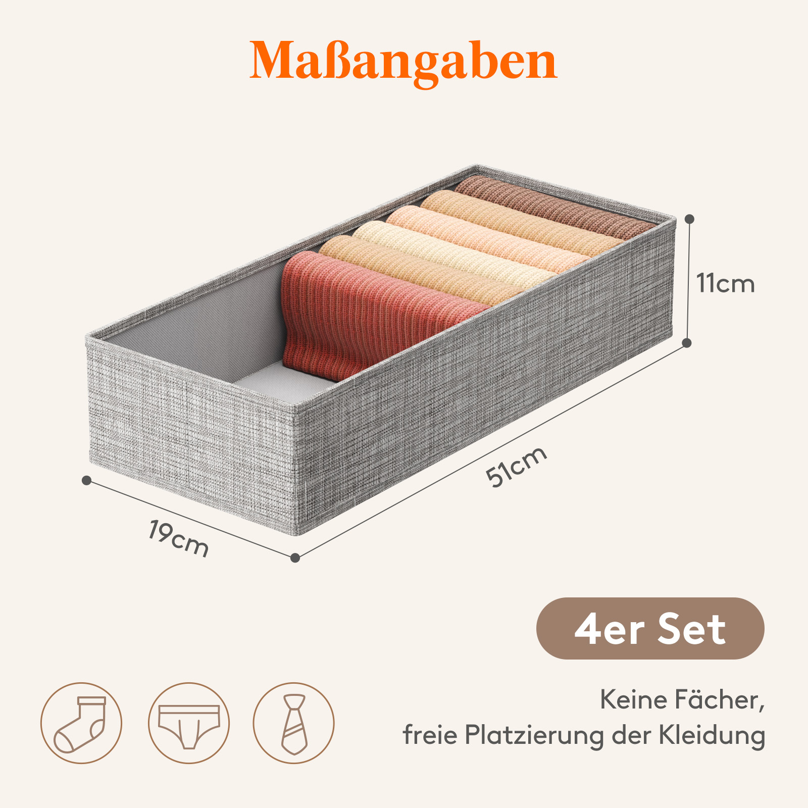 Drawer Organizer Foldable Storage Boxes For Wardrobe, Changing Table & Dresser Perfect For Underwear, Socks, Ties & Baby Clothes