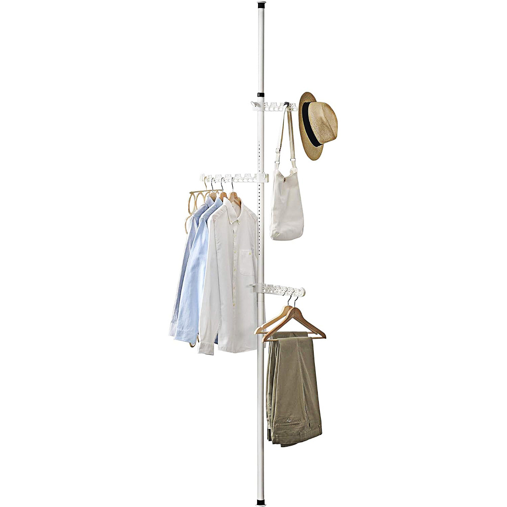 Adjustable Clothes Drying Rack, Garment Rack, Clothes Hanger, Diy Tension Rod From Floor To Ceiling, Indoor Storage Organizer For Balcony – Black