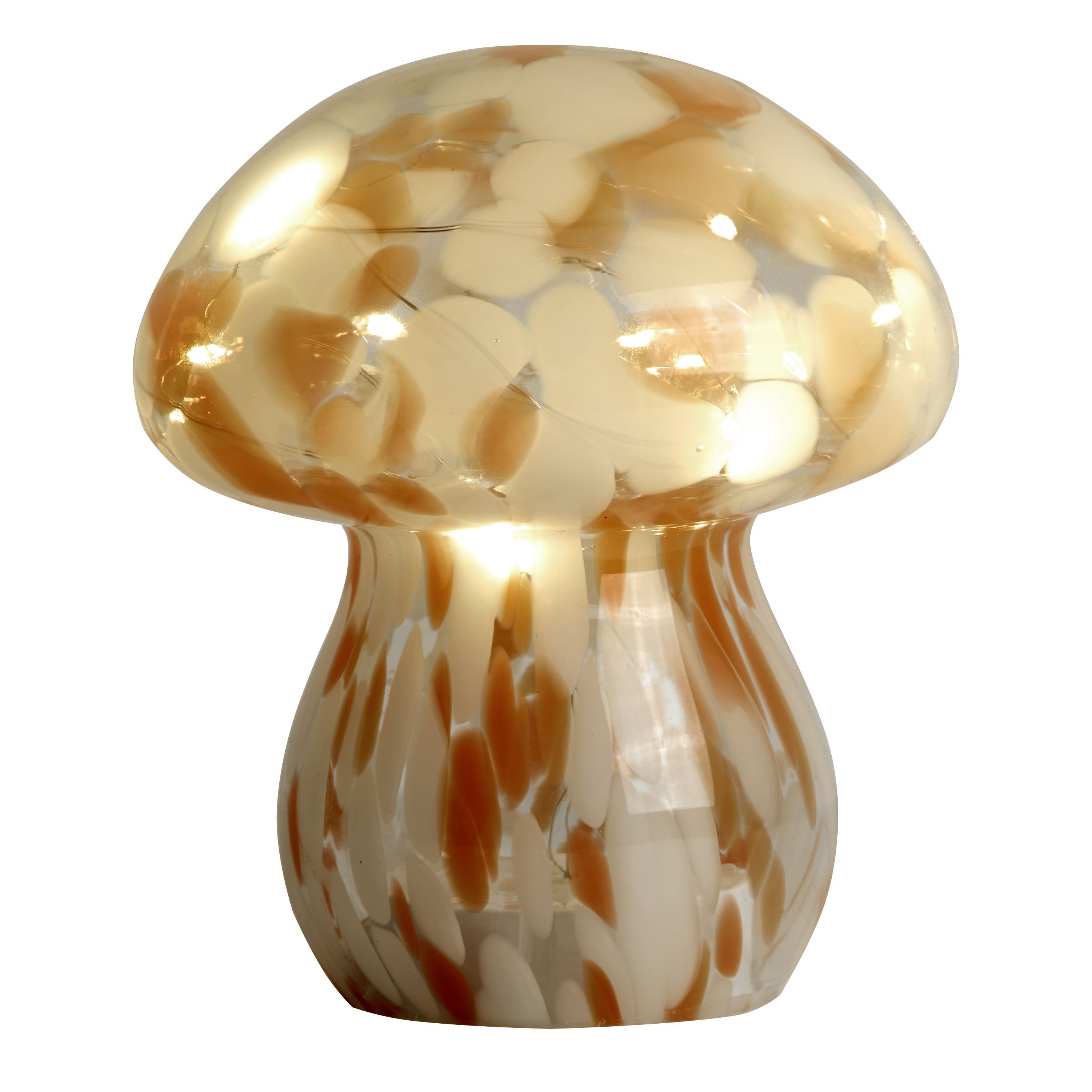 Lighting Collection Pixie LED Glass Mushroom Lamp - Coral in Orange