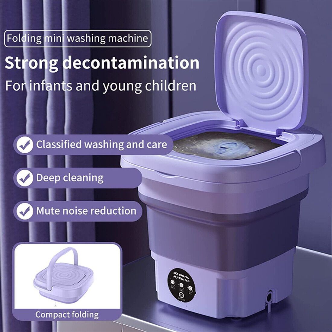 8l portable washing machine mini washer foldable washer and spin dryer travel uk details 2