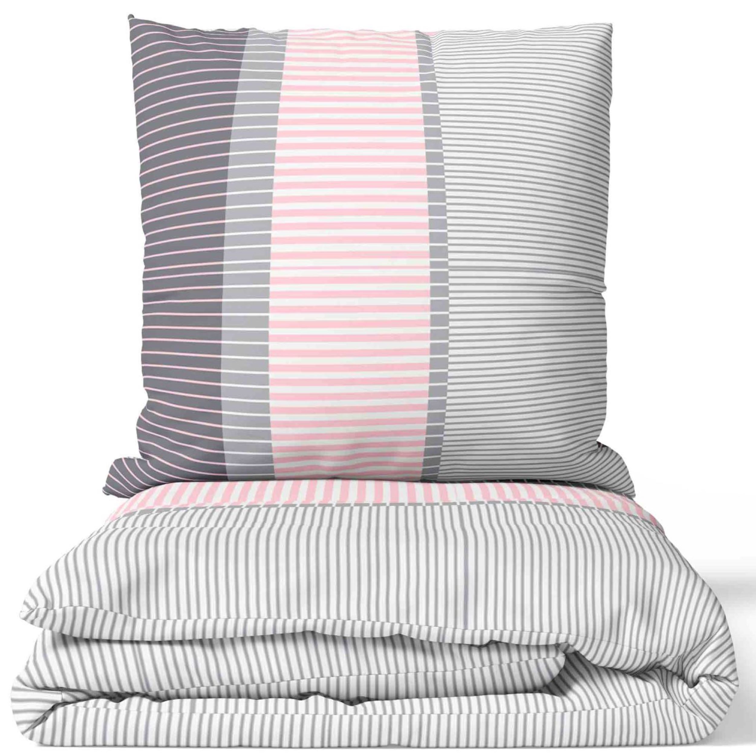 Bedding Stripes Set Pink White Grey Modern Pillowcase 80x80 Cm With Zipper