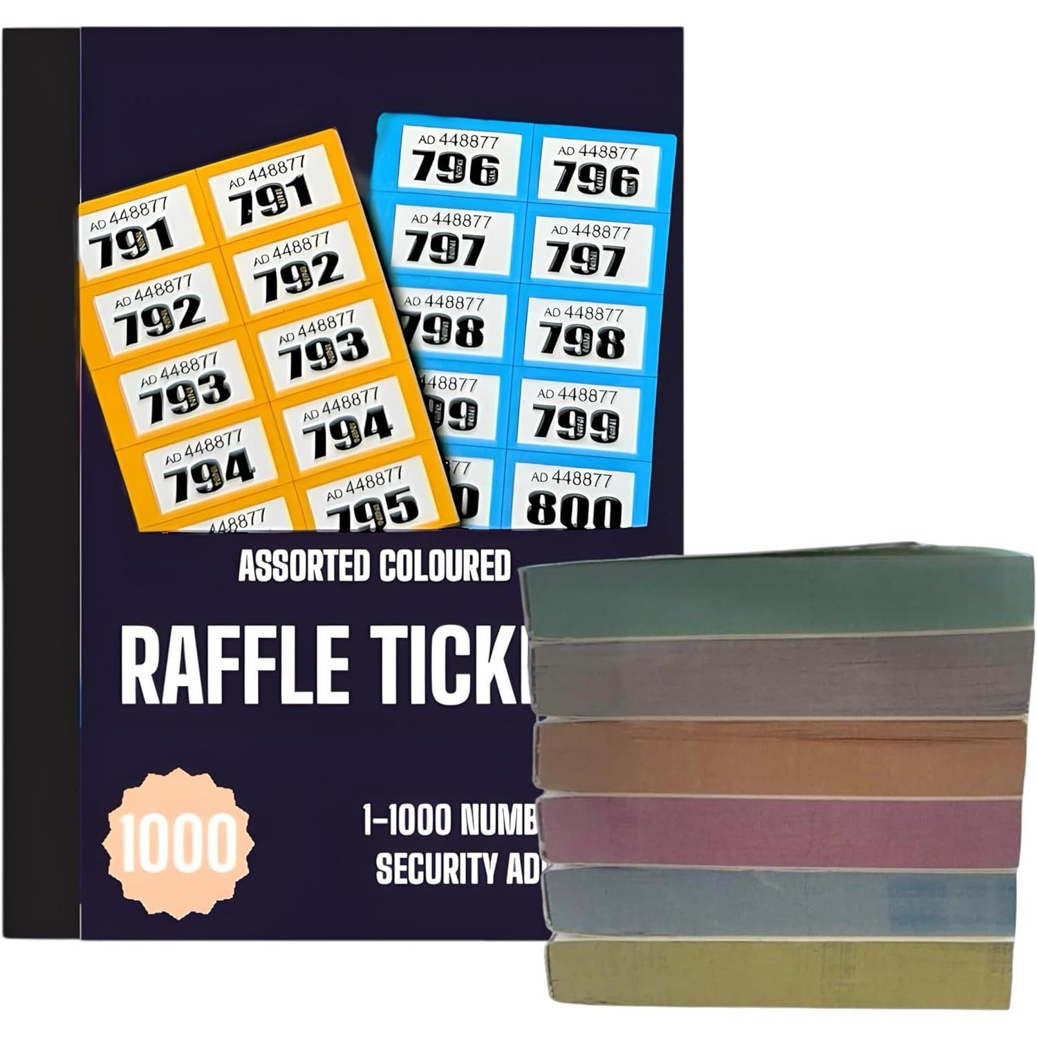 TEMU 6 X And Raffle Tickets Books 1-1,000 For , Charity Events, Draws And Raffle Prize Ideas, Assorted Colored Tickets With Perforated Tear Lines For