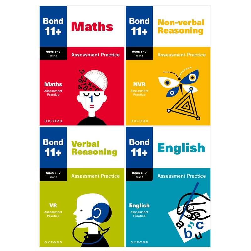 Bond 11+ Maths and English Verbal & Non-Verbal Reasoning Assessment Practice 4 Books Collection Set – Ages 6-7 Years- Paperback