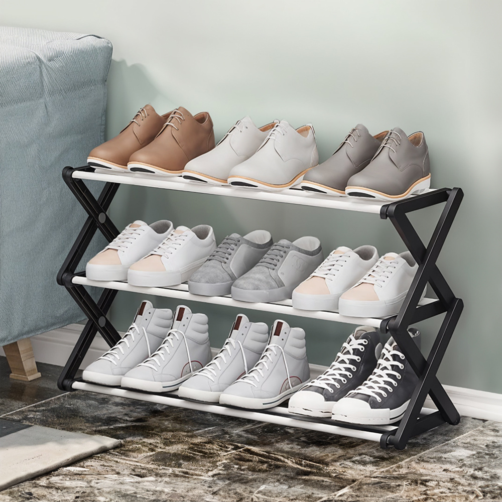 TEMU 3 Tiers Metal Shoe Rack, Portable Folding Shoe Storage Rack, Without Installation Small Shoe Rack Corridors, Bedrooms And Small Spaces, Vertical