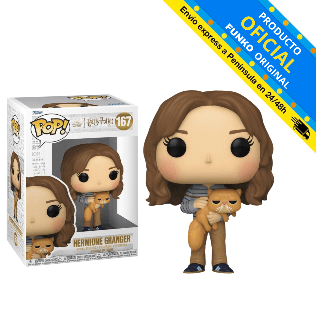 FUNKO POP! - HERMIONE GRANGER CON GATO CROOKSHANKS, 76010, Nº167, TIENDA CON LICENCIA O...