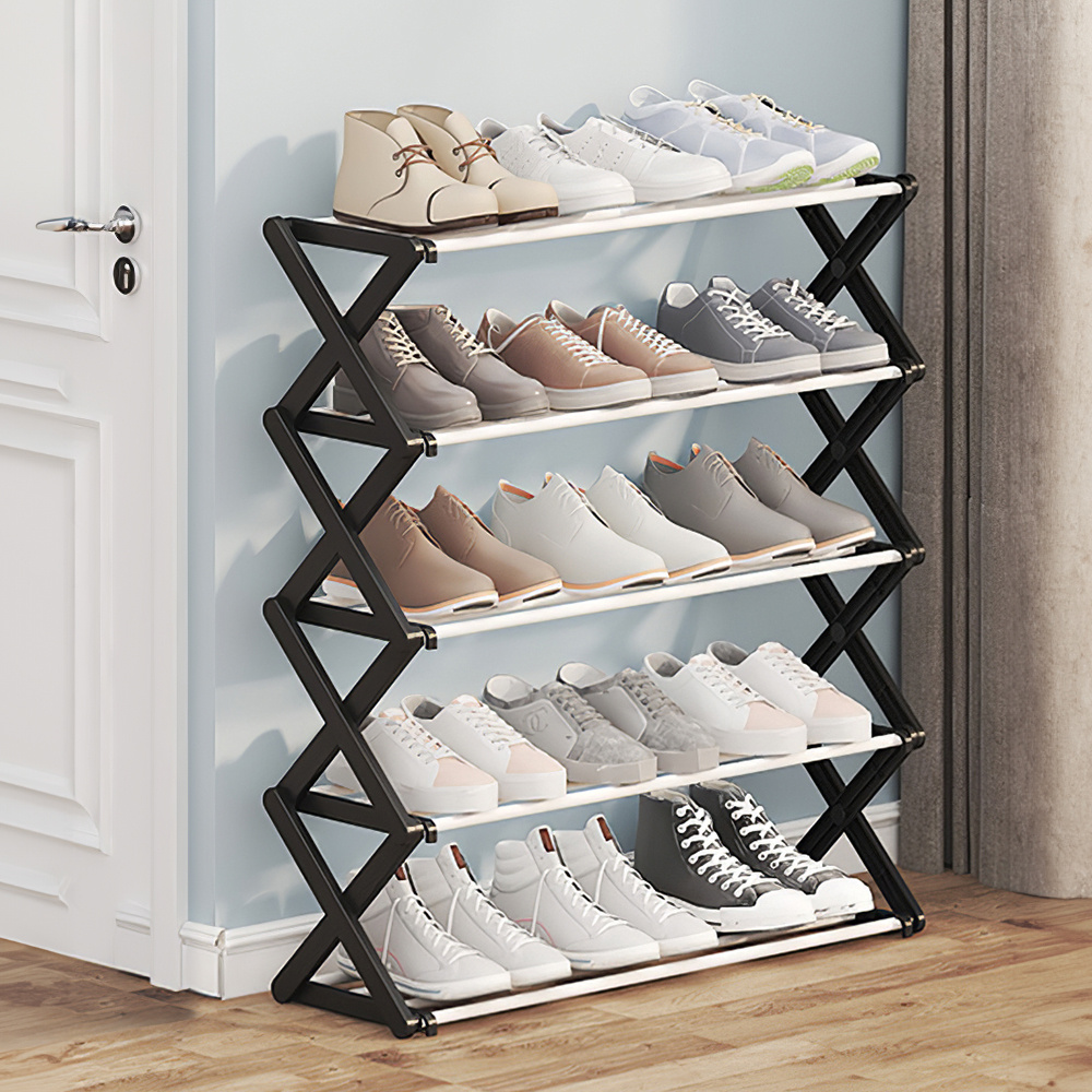 TEMU 5 Tiers Metal Shoe Rack, Portable Folding Shoe Storage Rack, Installation Shoe Rack Corridors, Bedrooms And Small Spaces, Vertical Narrow Multi