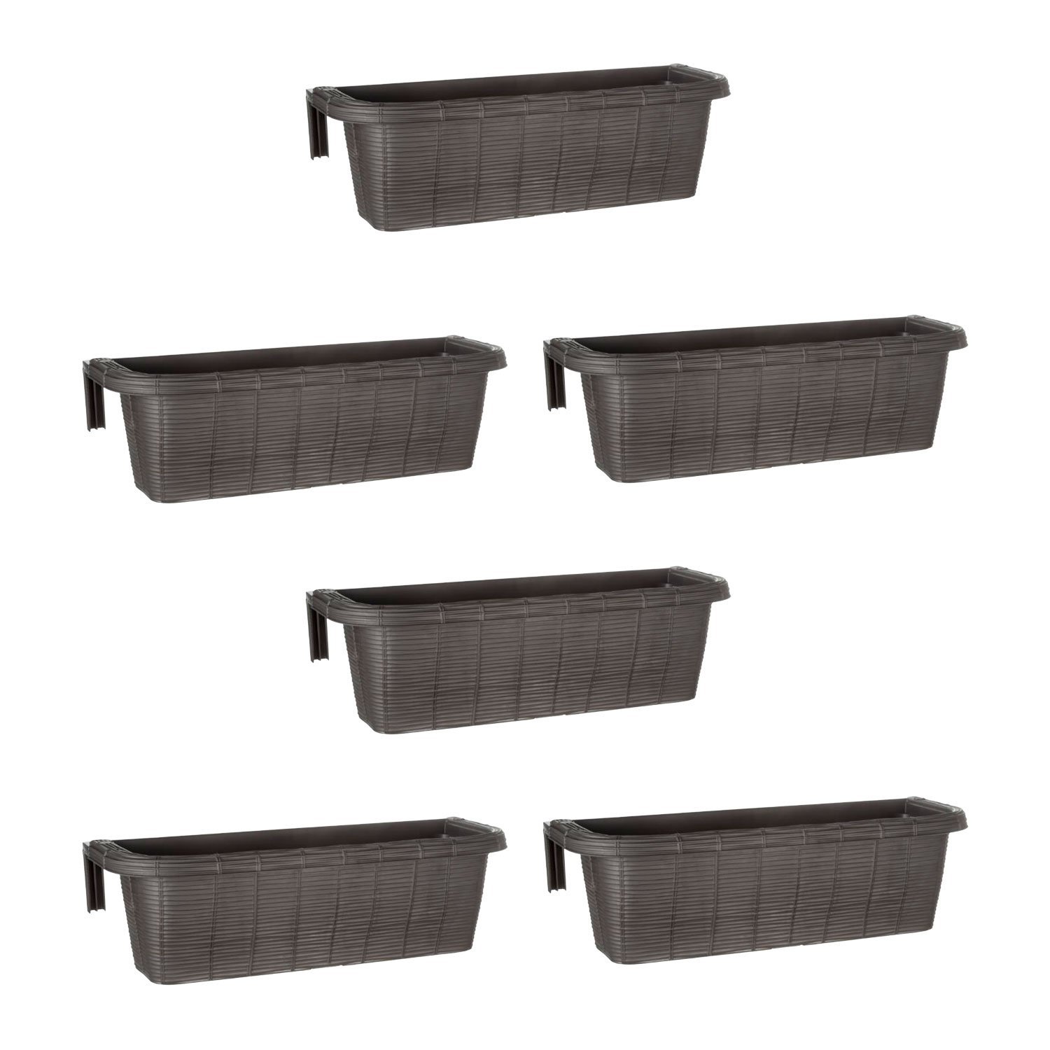 60 - Set Of 6 Woven 60cm Planters With Adjustable Hooks And Water Reservoir -