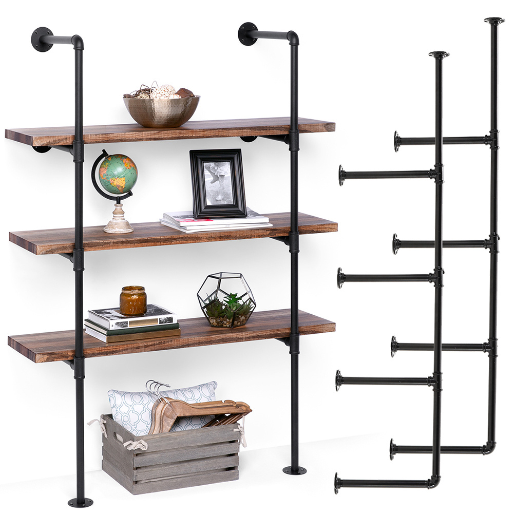 TEMU 4 Tier Industrial Pipe Wall Mounted Shelves, Rustic Storage Shelves, Floating Shelves, Wall Mounted Bookshelf, Kitchen Spice Rack, For Bedroom,