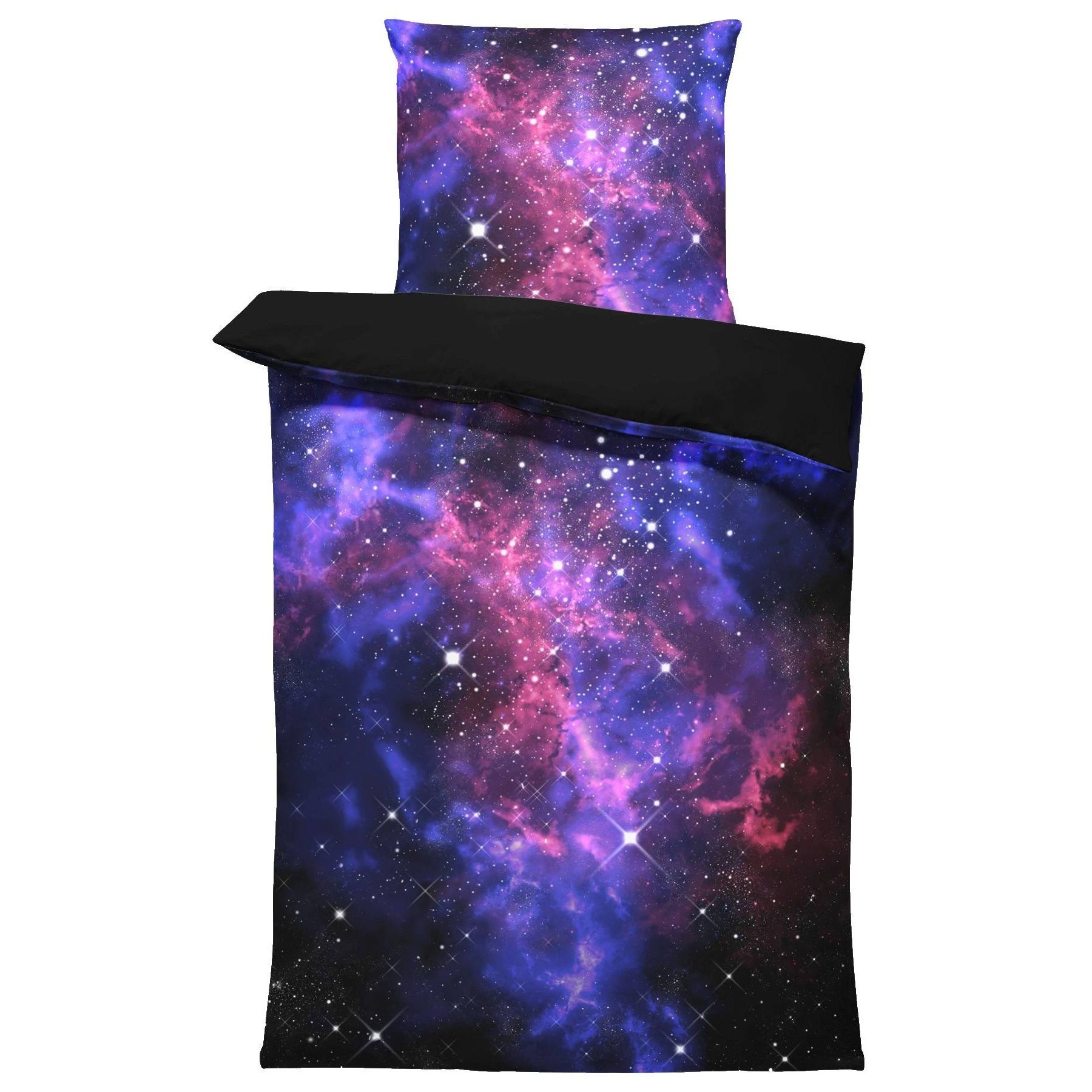Space Bedding 135x200 Stars Universe Microfiber Pillowcase 80x80 Cm With Zipper