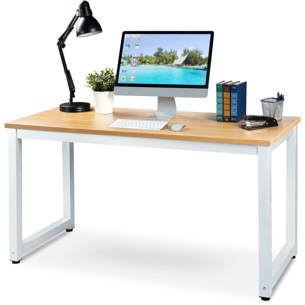 TEMU BAKAJI Scrivania Tavolo da Lavoro Porta Pc Computer Piano in Legno MDF con Struttura in Metallo Arredamento Cameretta Design Moderno Dimensione