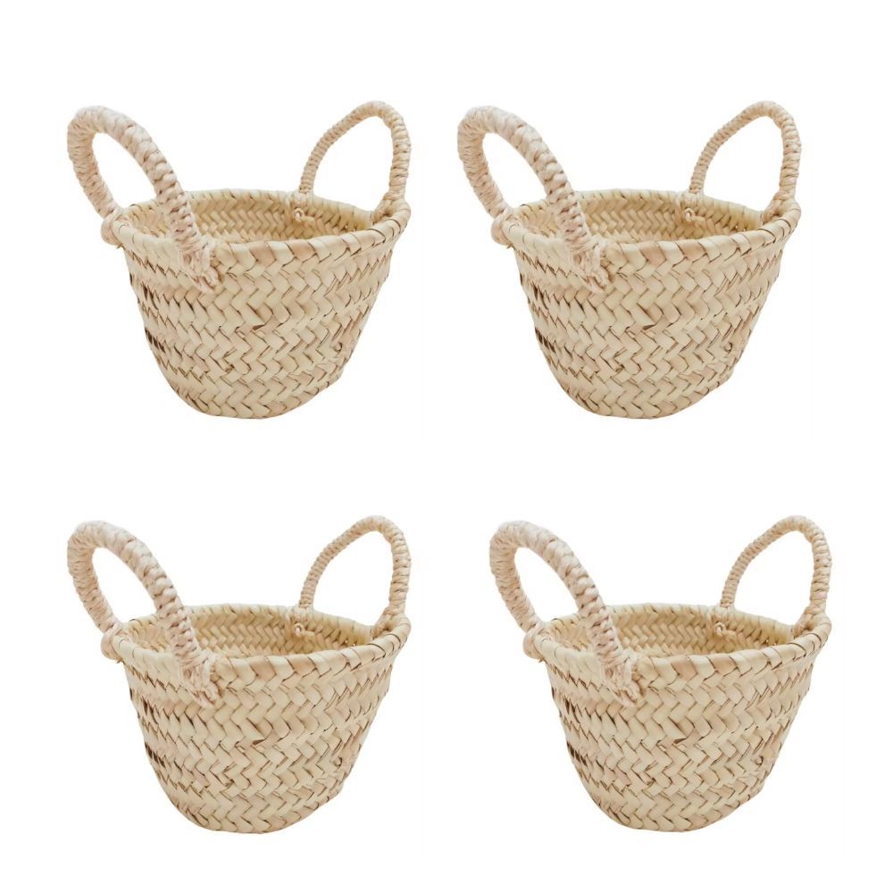 TEMU Pack 4 Mini Capazitos Cestas de Niña de Flores Para y Comuniones Medidas 18 cm de Ancho x 20 cm de x 10 cm Base