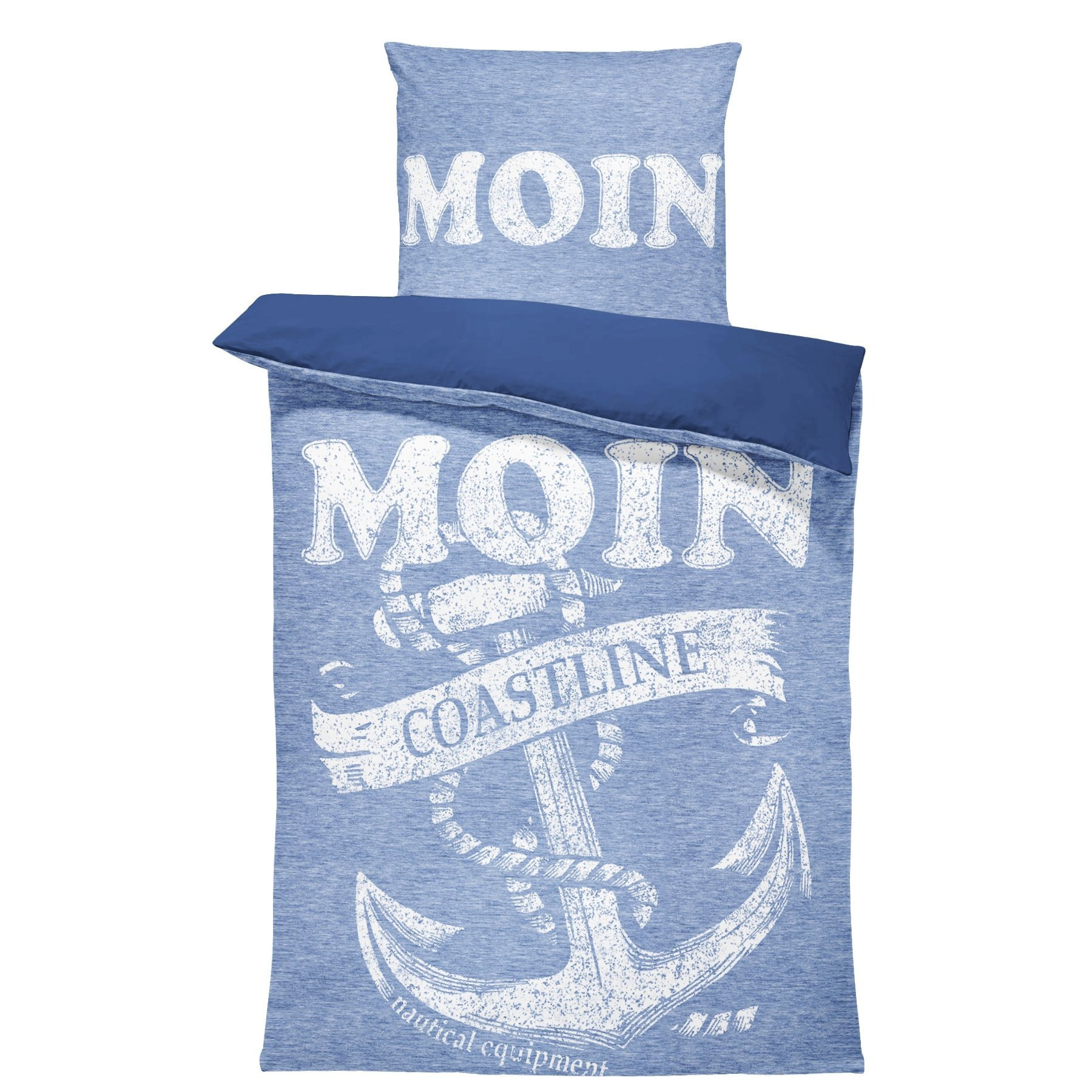 Bed Linen 135x200 Cm Maritime Anchor Dark Blue White Marbled Microfiber Pillowcase 80x80 Cm With Zipper
