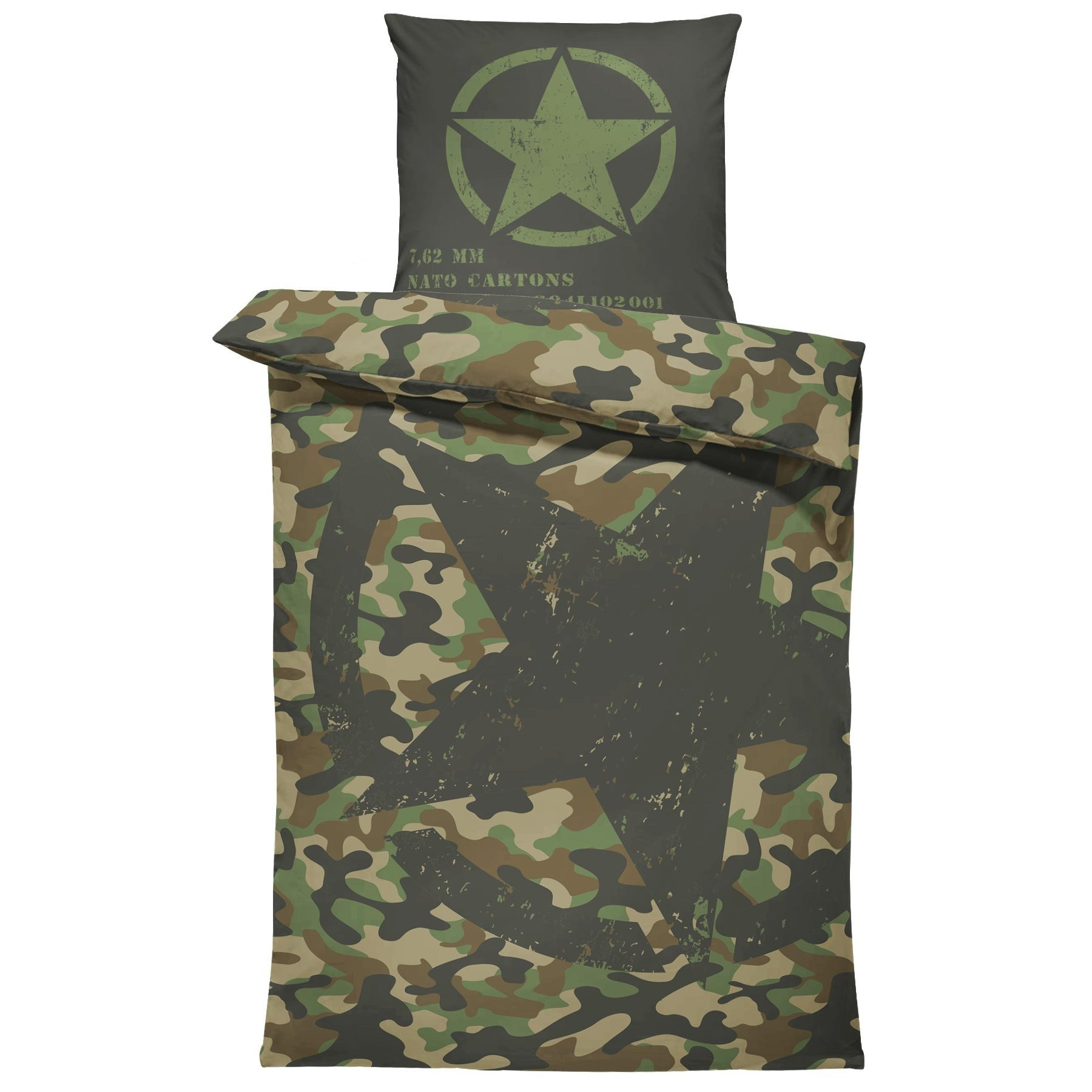 E-shop Camouflage Bettwäsche 135x200 cm Tarnmuster grün weiche Kissenbezug 80x80 cm