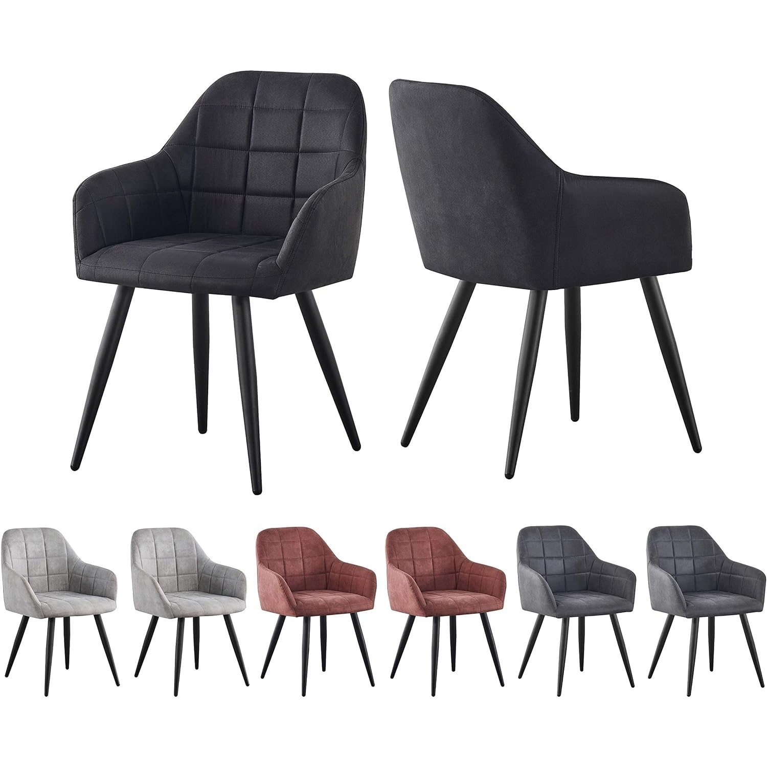Image of Mcc Direct Dining Chair In 2pcs Set Made Of Artificial Velvet Leather With Metal Legs Designer Chair Kitchen Chair